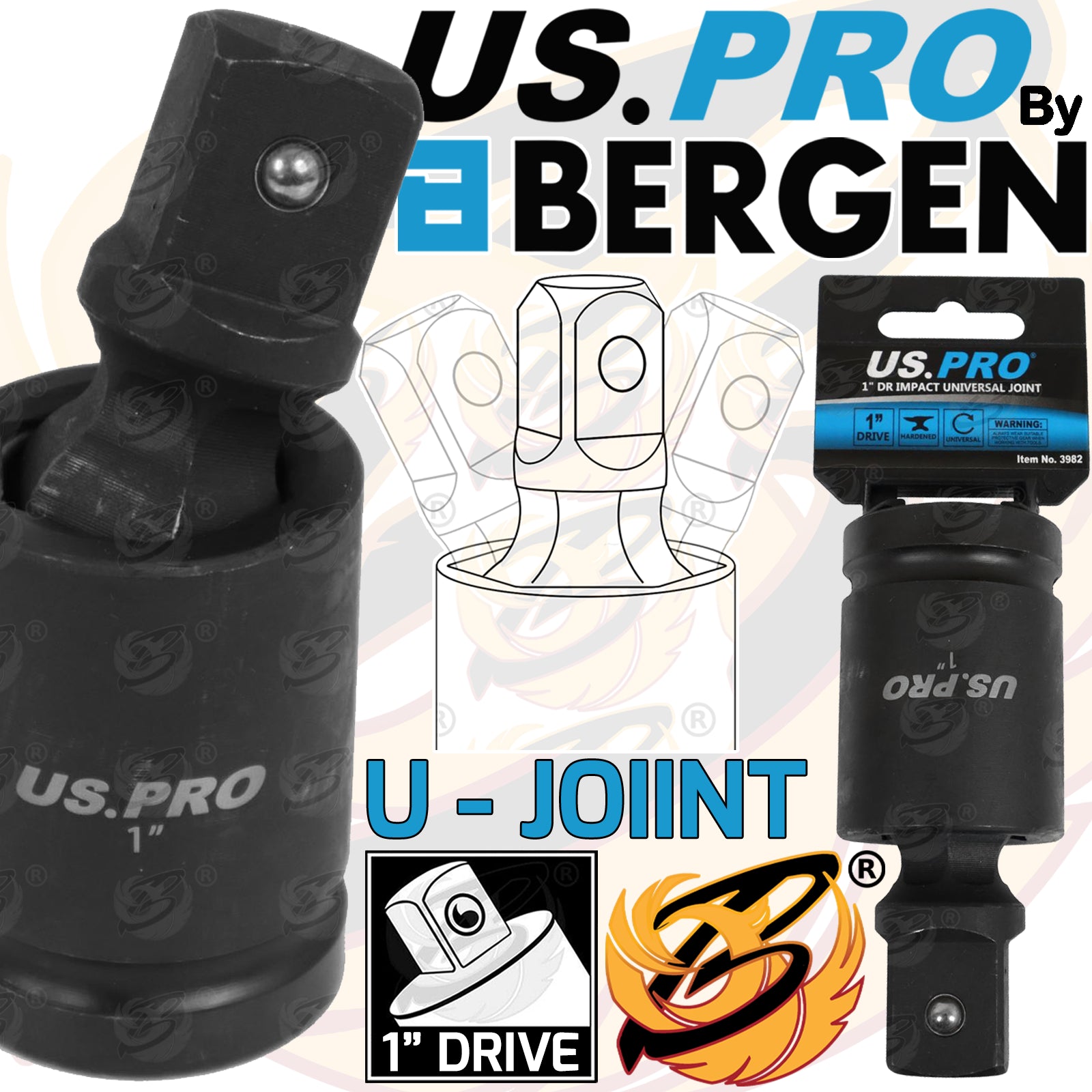 US PRO 1" DRIVE IMPACT UNIVERSAL JOINT SWIVEL ADAPTER