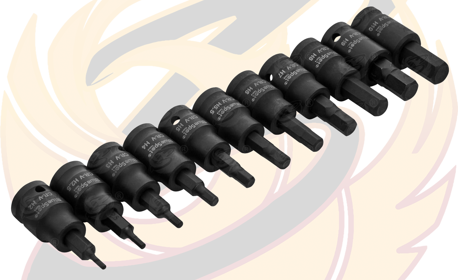 BLUESPOT 18 PCE 3/8" DRIVE SHORT & LONG IMPACT HEX BIT SOCKETS (H2 - H10)