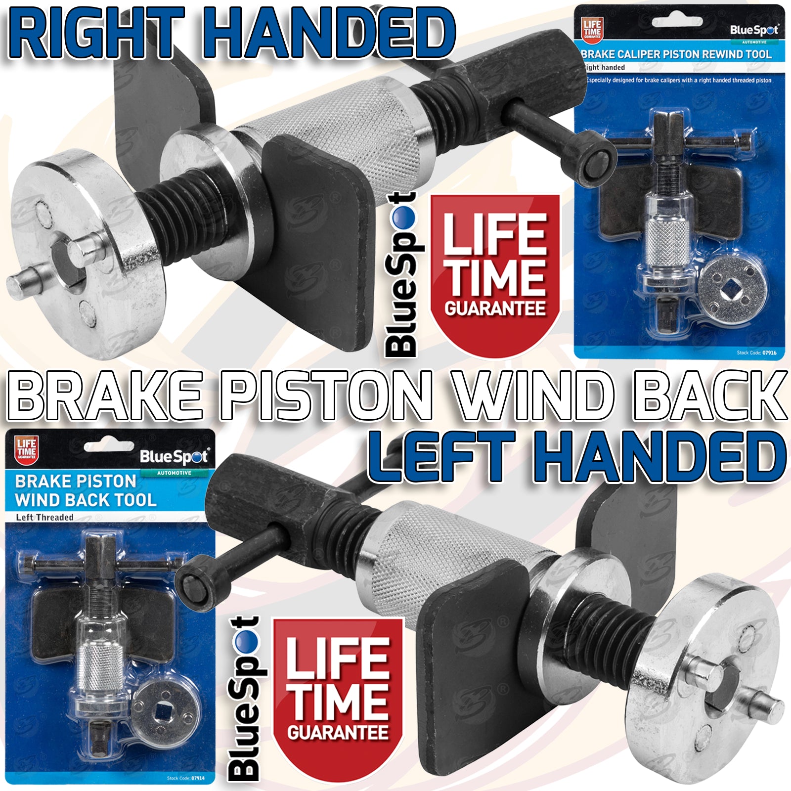 BLUESPOT LEFT & RIGHT HANDED BRAKE CALIPER PISTON REWIND TOOL