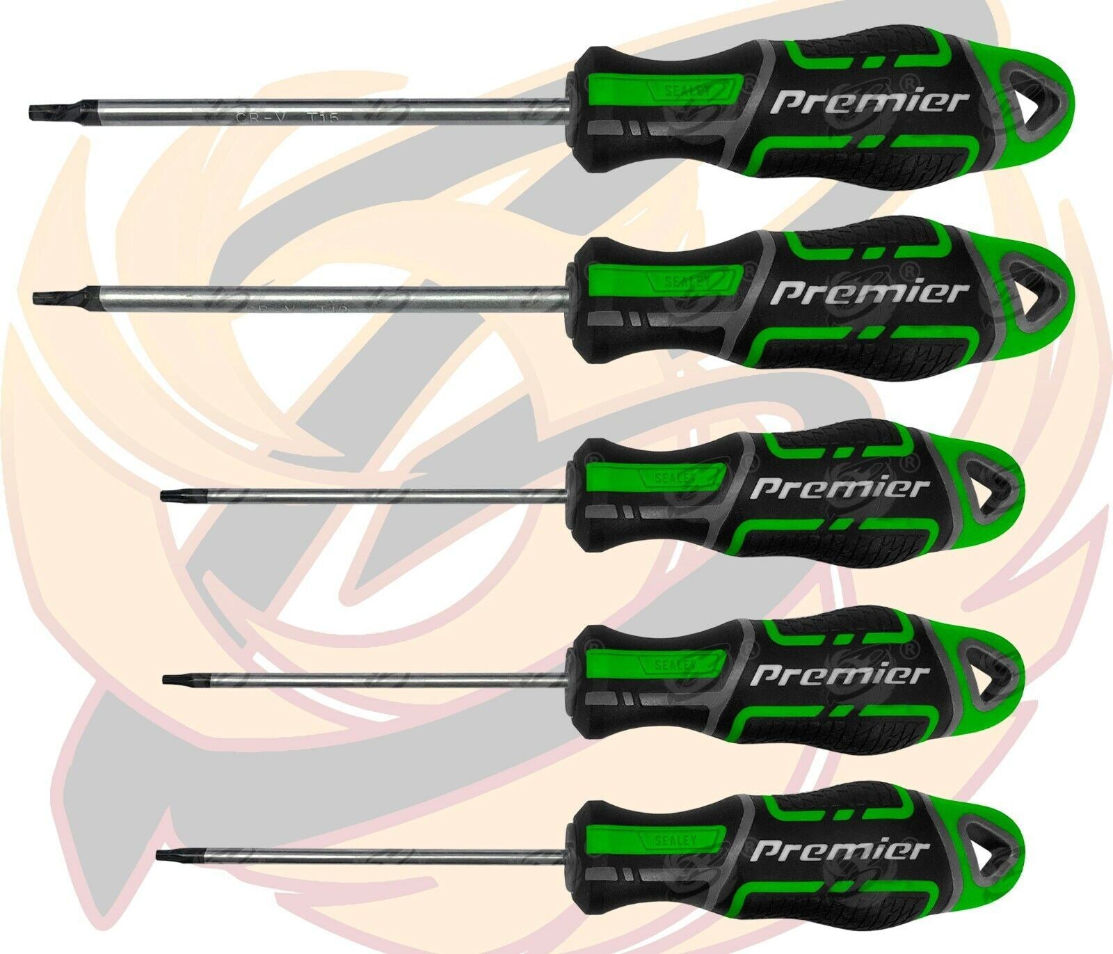 Sealey 10 Piece Magnetic Torx Screwdriver Set T7 - T40 ( Hi Vis ) ( AK4324HV )