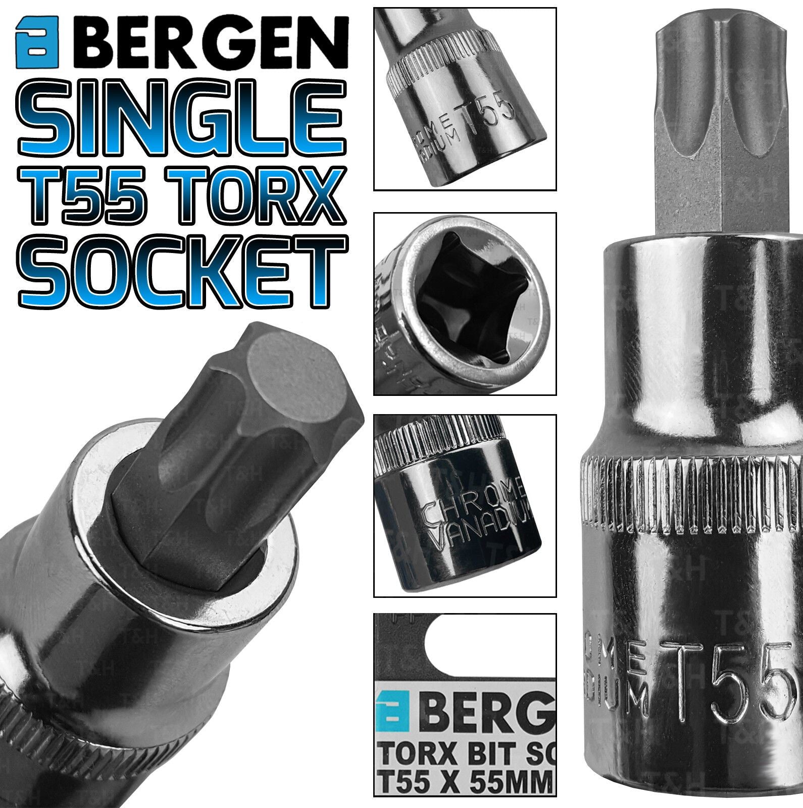 US Pro T55 1/2" Drive 55mm Long Torx Bit Socket ( Single ) 3338