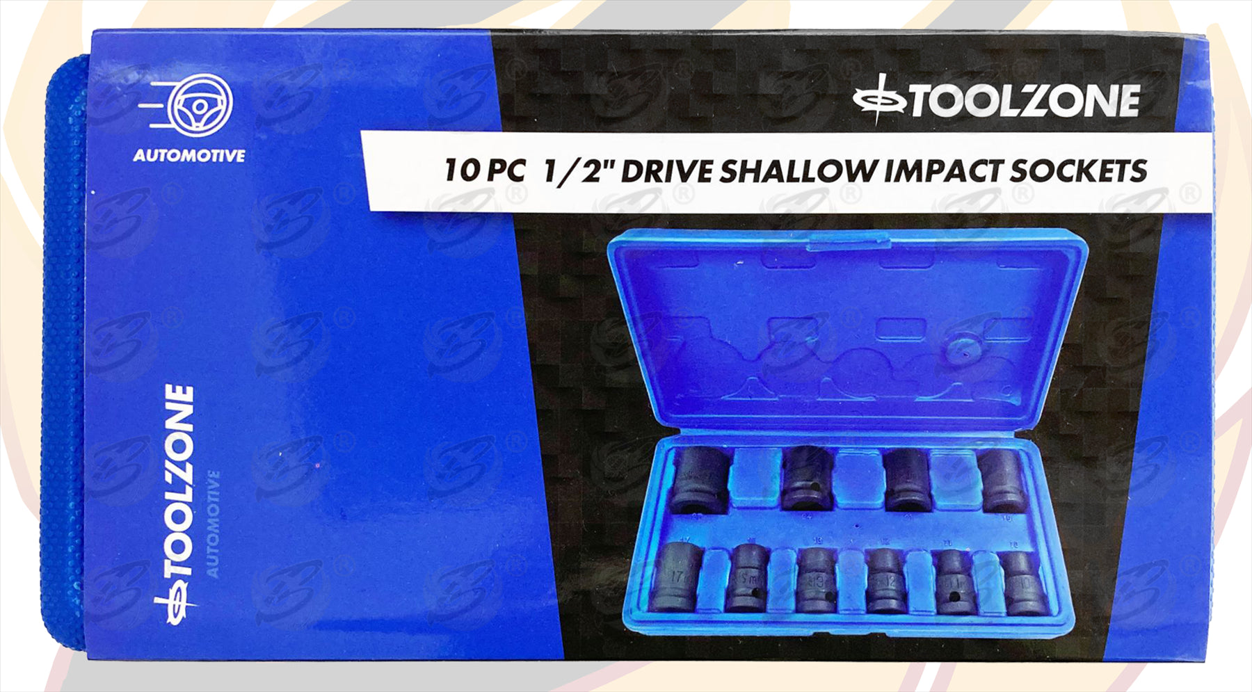 TOOLZONE 10PCS 1/2" DRIVE 6 POINT SHALLOW IMPACT SOCKETS 10MM - 24MM
