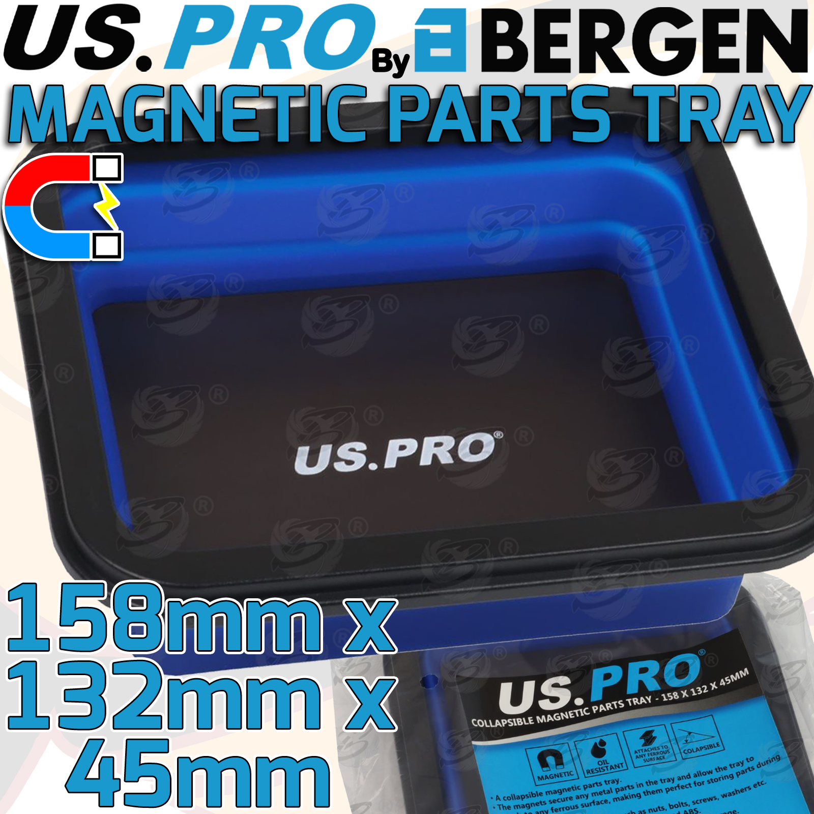 US Pro Collapsible Magnetic Parts Tray ( 158mm x 132mm x 45mm ) ( 6894 ( MEDIUM ) )
