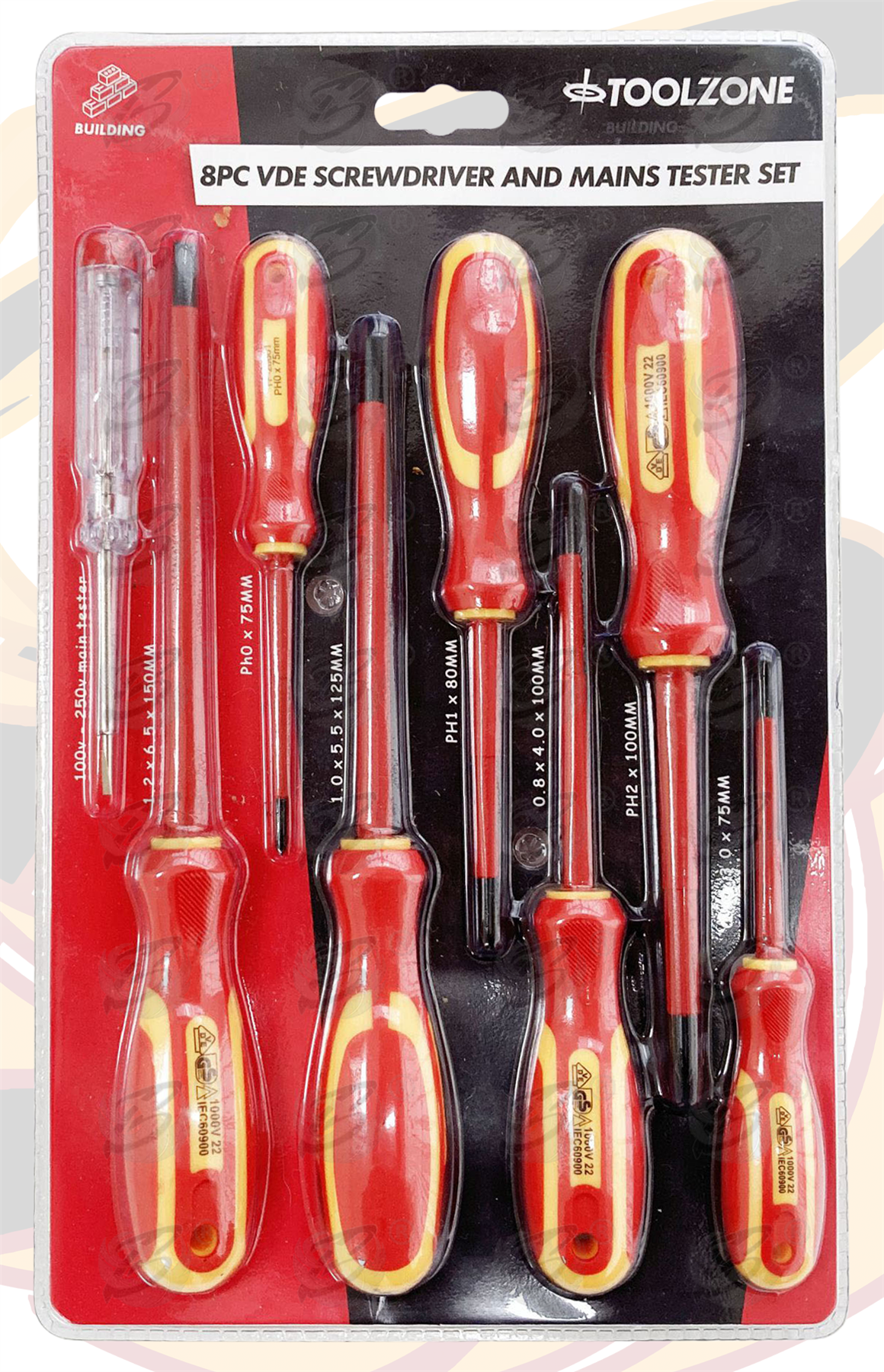 Toolzone 8 Piece VDE / Electricans Magnetic Screwdriver Set ( PHillips & Slotted ) ( SD193 )