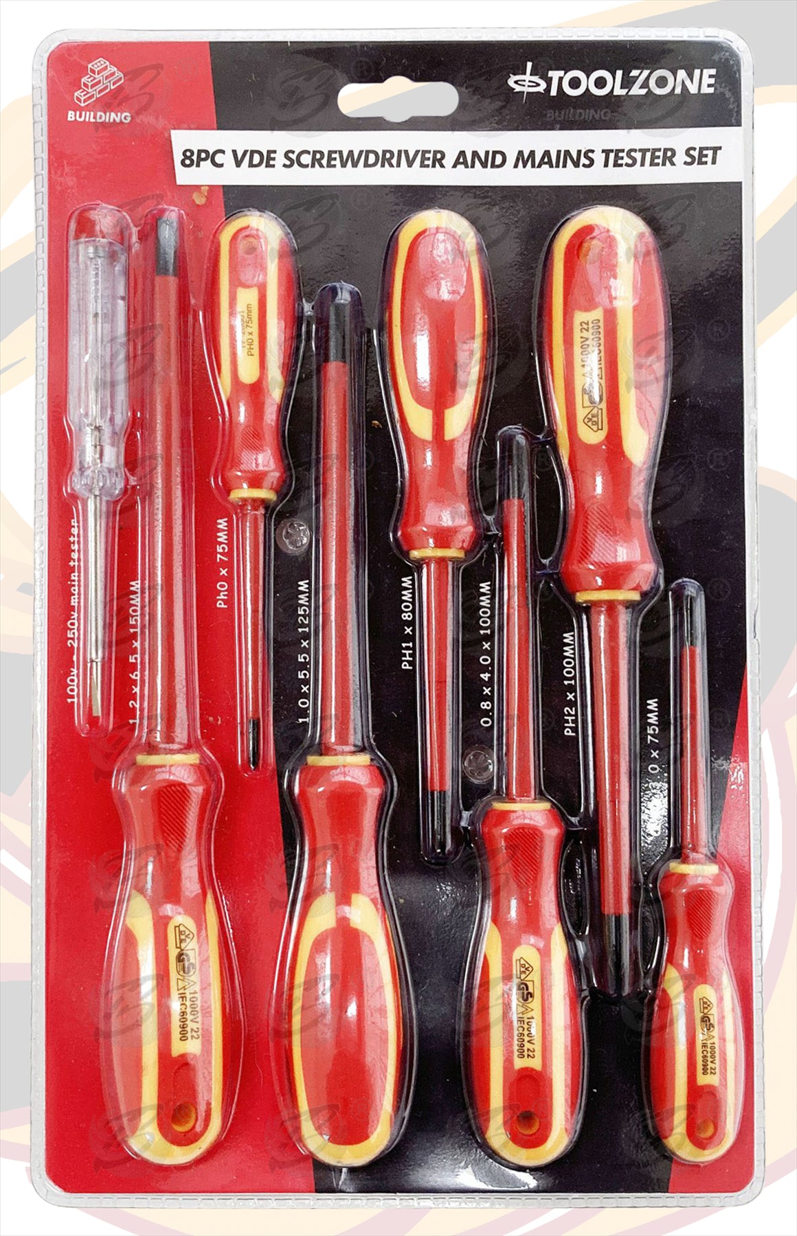 TOOLZONE 8PCS VDE / ELECTRICANS MAGNETIC SCREWDRIVER SET ( PHILLIPS & SLOTTED )