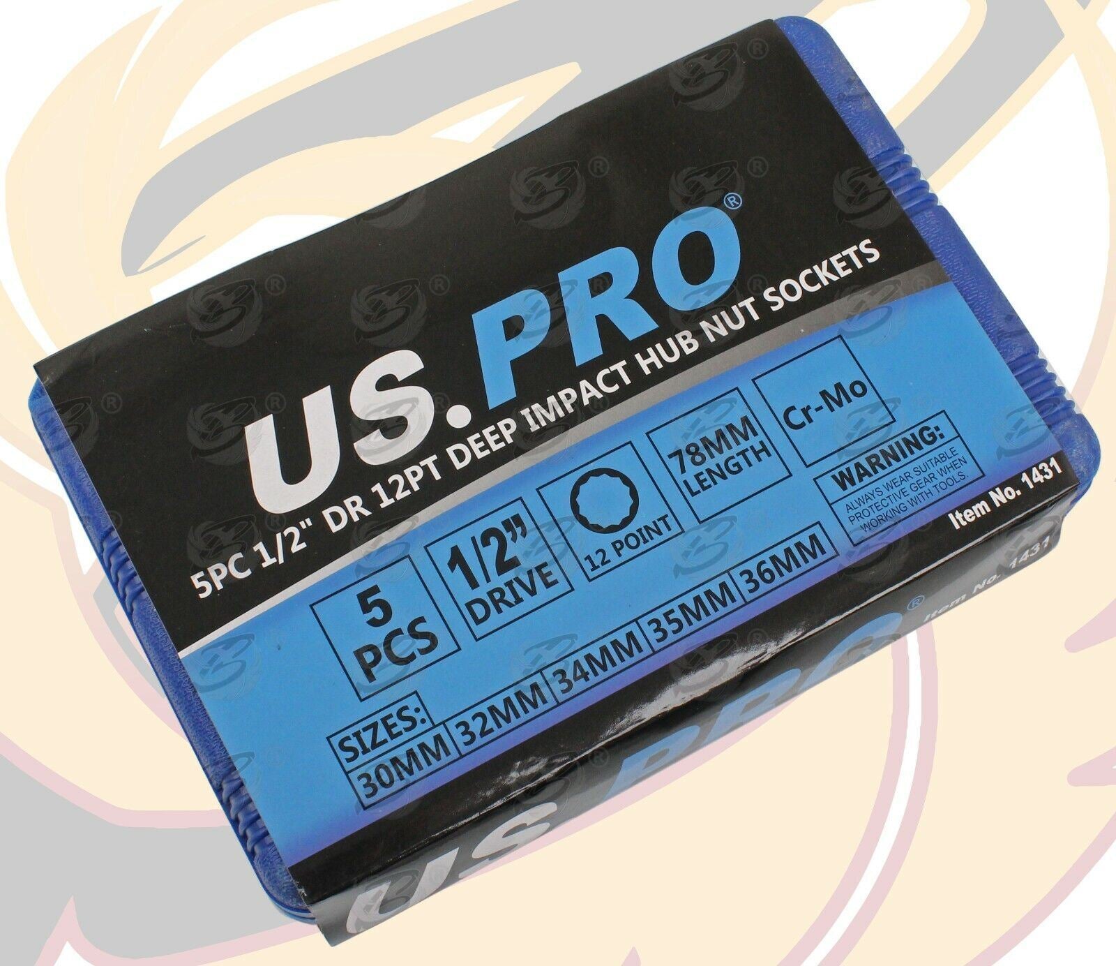 US PRO 5PCS 1/2" DRIVE 12 POINT DEEP IMPACT SOCKETS 30MM - 36MM