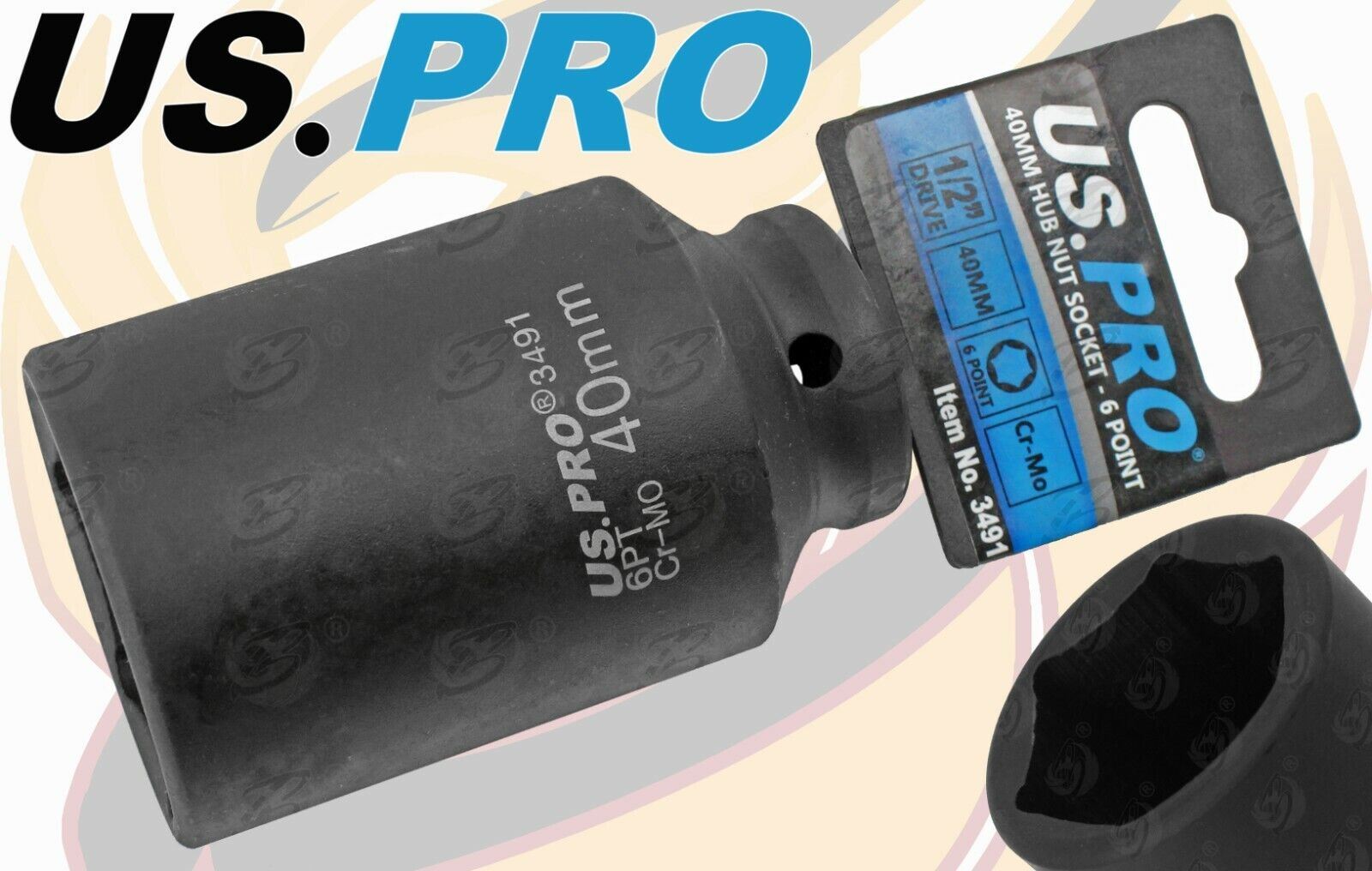 US Pro 40mm 1/2" Drive 6 Point Deep Impact Socket ( Single ) 3491