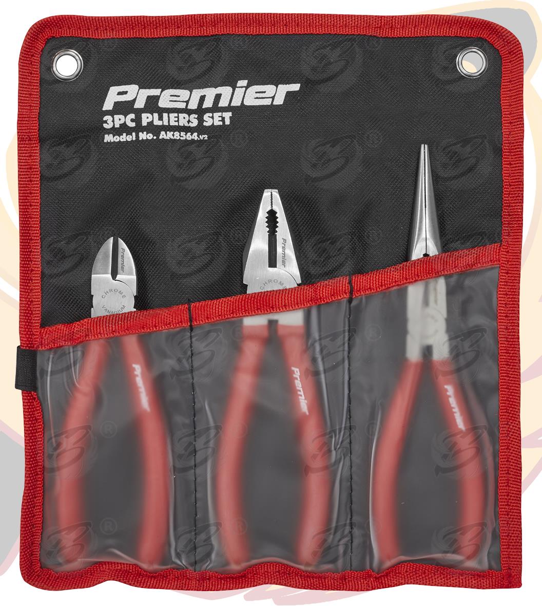 SEALEY 3PCS PLIER SET ( COMBI - CUTTERS - LONG NOSE )