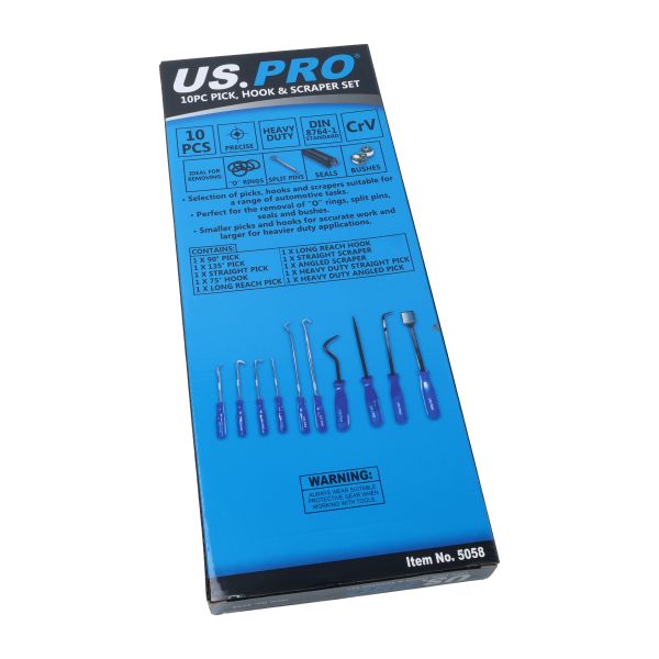 US Pro 10 Piece Pick, Hook & Scraper Set 5058