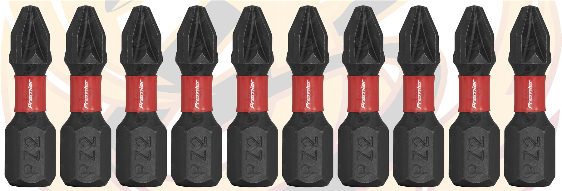 SEALEY 10PCS x PZ2 x 25mm IMPACT DRILL / DRIVER BITS