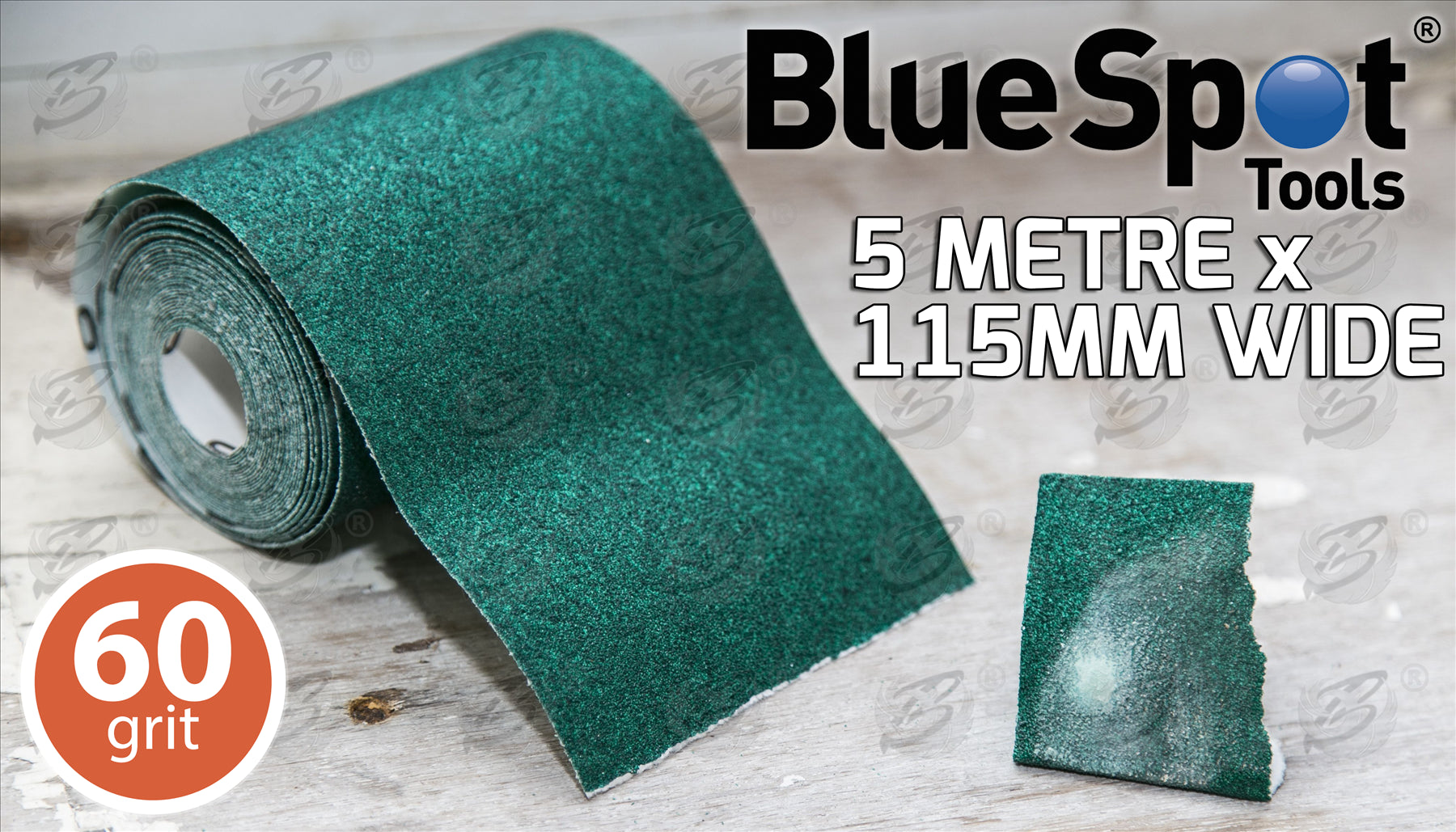 BLUESPOT 60 GRIT SANDING ROLL ( 5M x 115MM ) ( 8 ROLLS )
