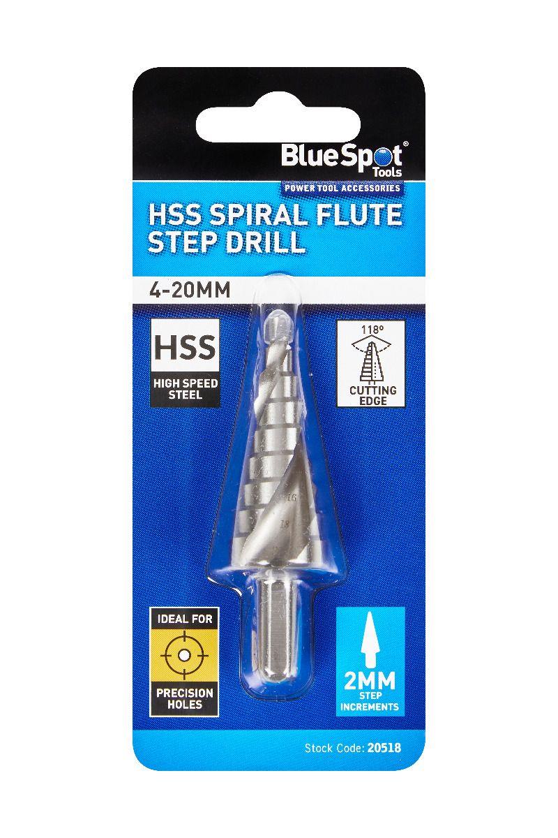 BlueSpot HSS Spiral Flute Step Drill 4mm - 20mm ( 20518 )