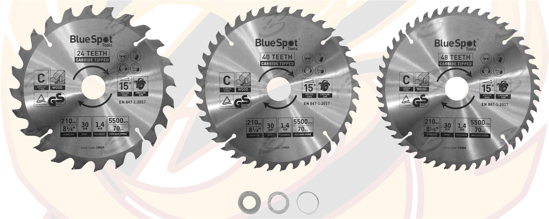 BlueSpot Circular Saw Blade 210mm x 30mm ( 20T & 24T & 40T ) ( Tct Blades ) ( 19404 )