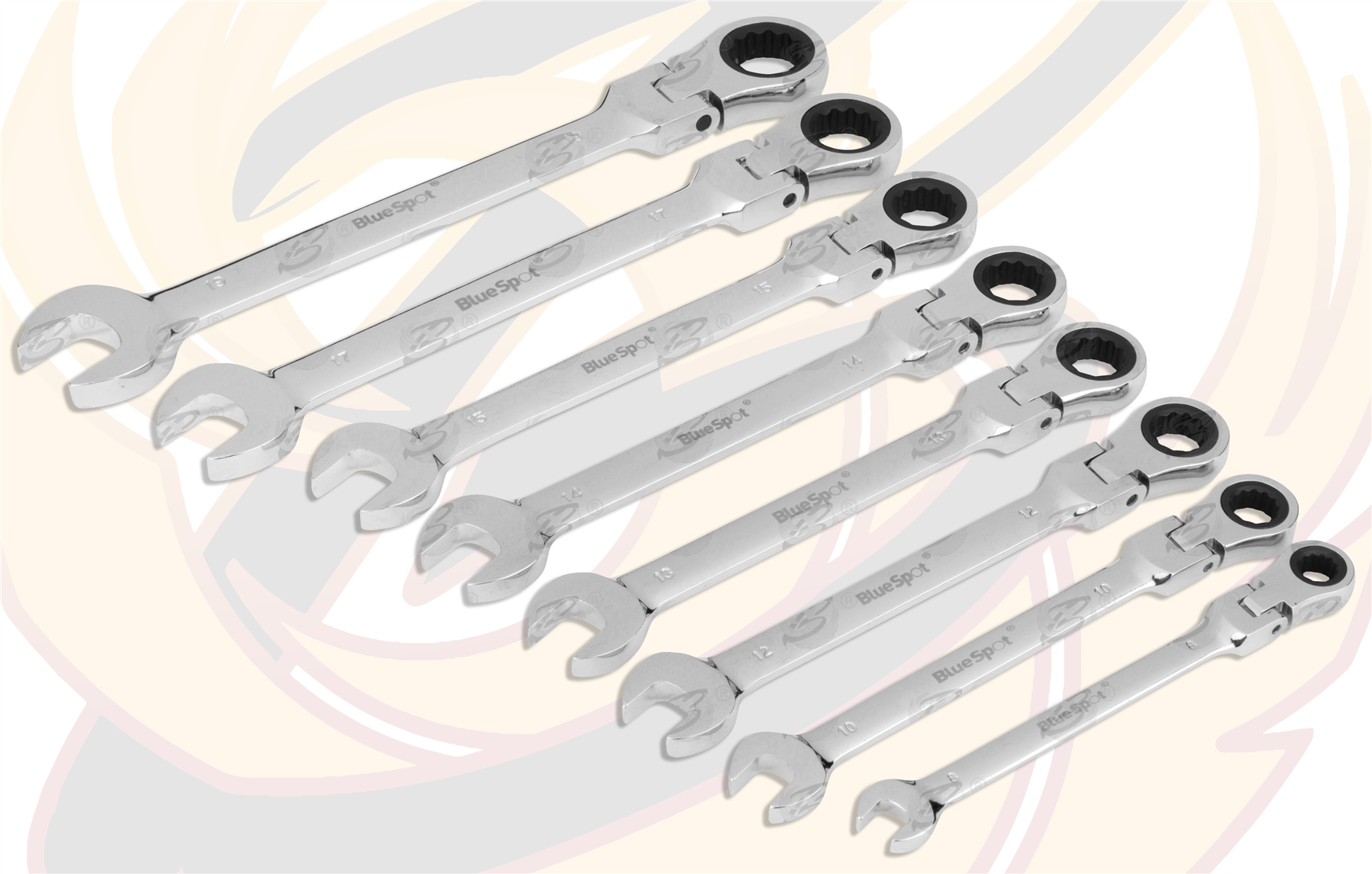 BlueSpot 8 Piece Flexible Ratchet Spanner Set 8mm - 19mm ( 04300 )