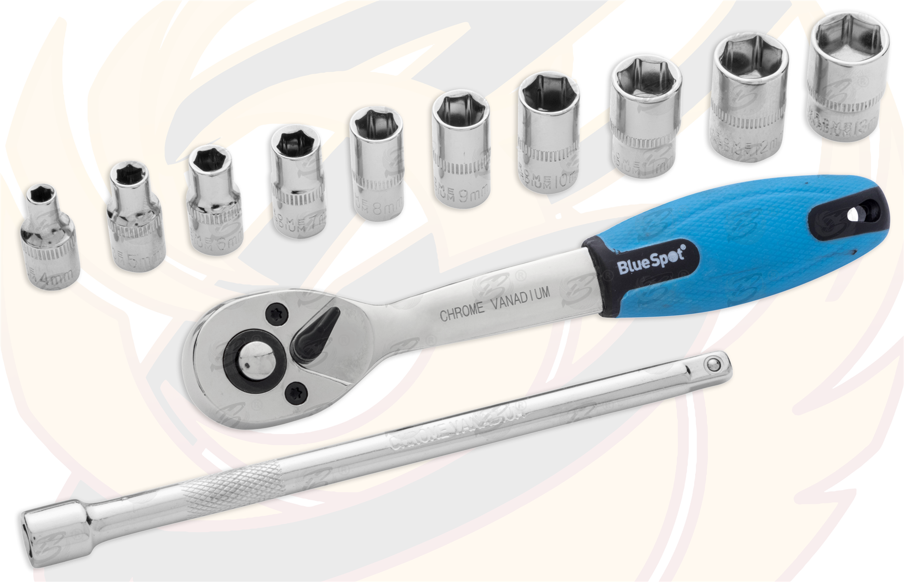 BlueSpot 12 Piece 1/4" Drive 6 Point Socket Set 4mm - 13mm ( 01504 )