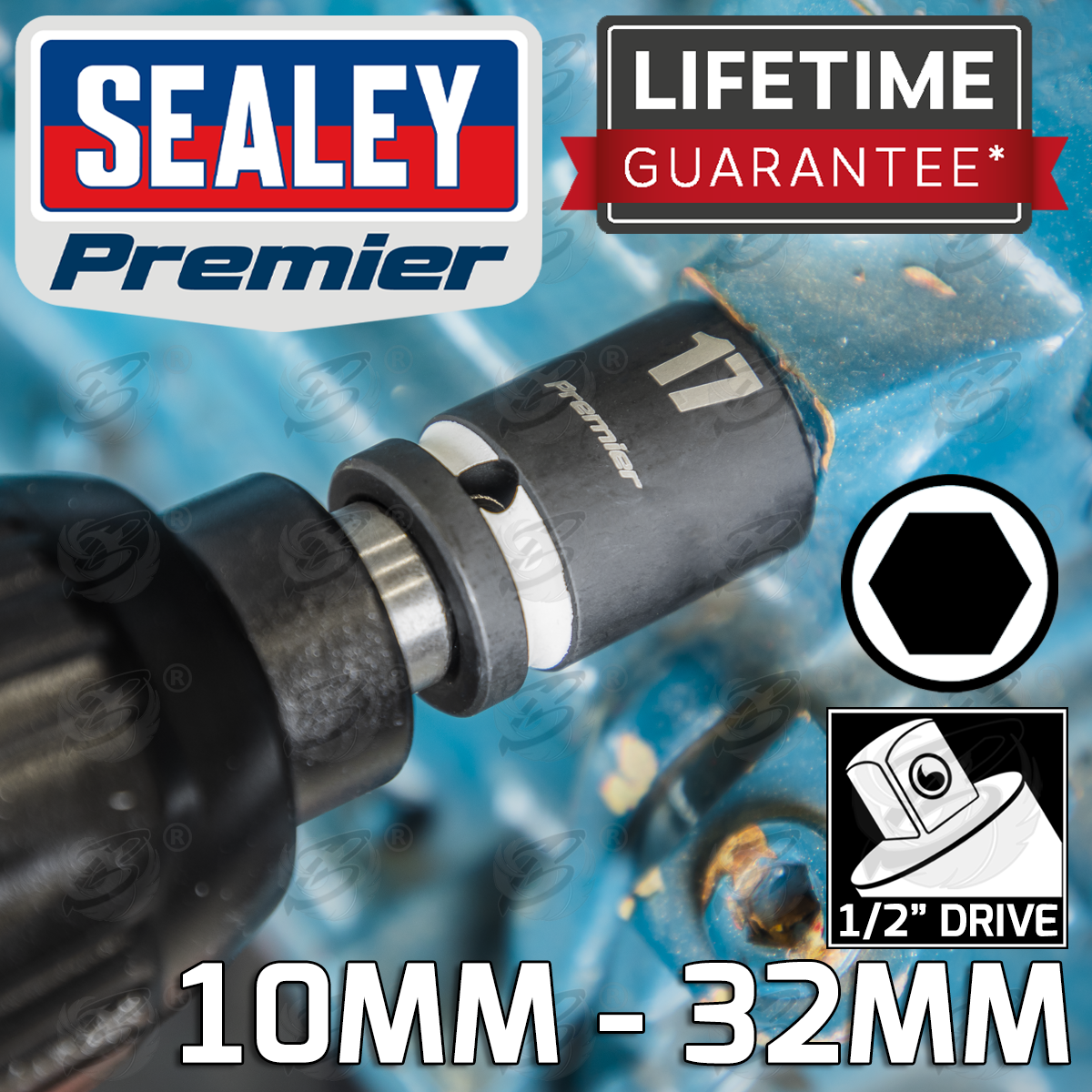 Sealey 34 Piece 1/2" Drive 6 Point Deep & Shallow Impact Sockets 10mm - 32mm ( AK5635M )
