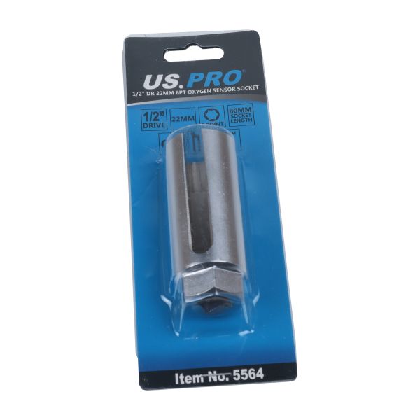 US Pro 22mm 1/2" Drive 6 Point Oxygen Sensor Socket 5564