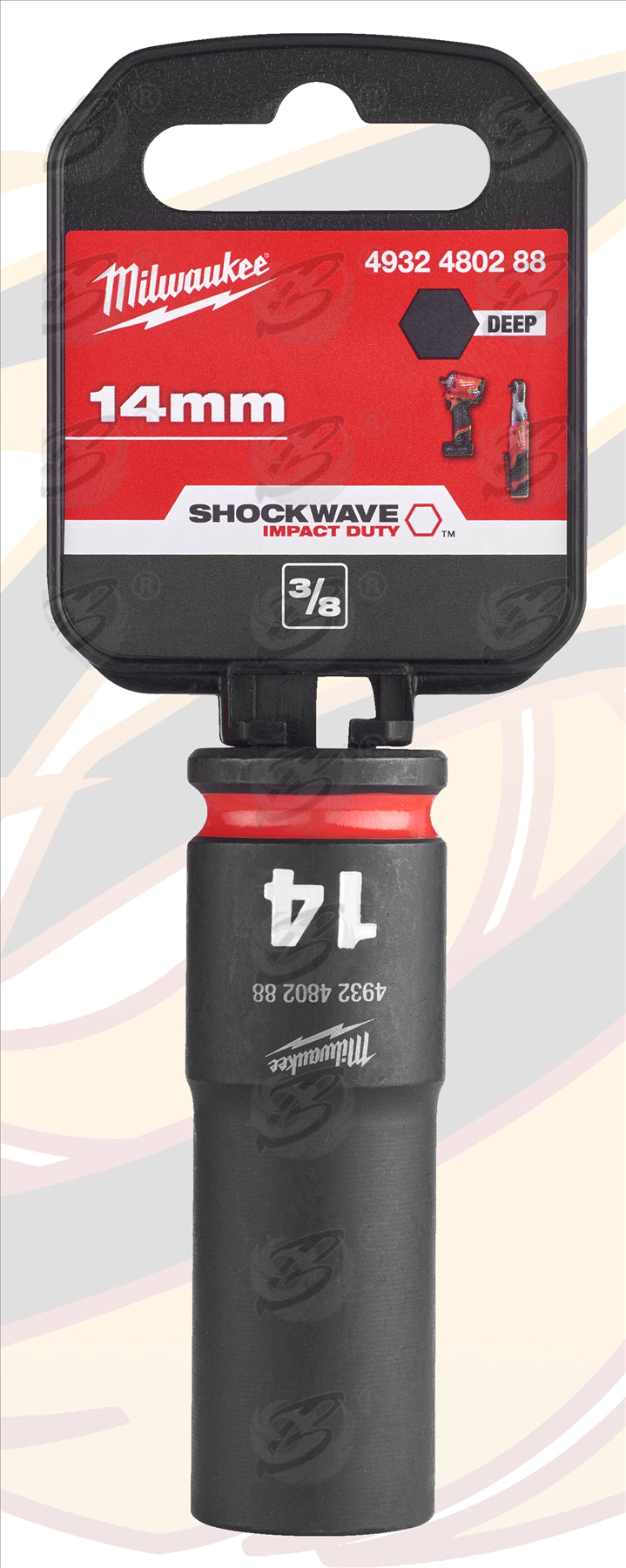 MILWAUKEE 14MM 3/8" DRIVE 6 POINT DEEP IMPACT SOCKET ( SINGLE )