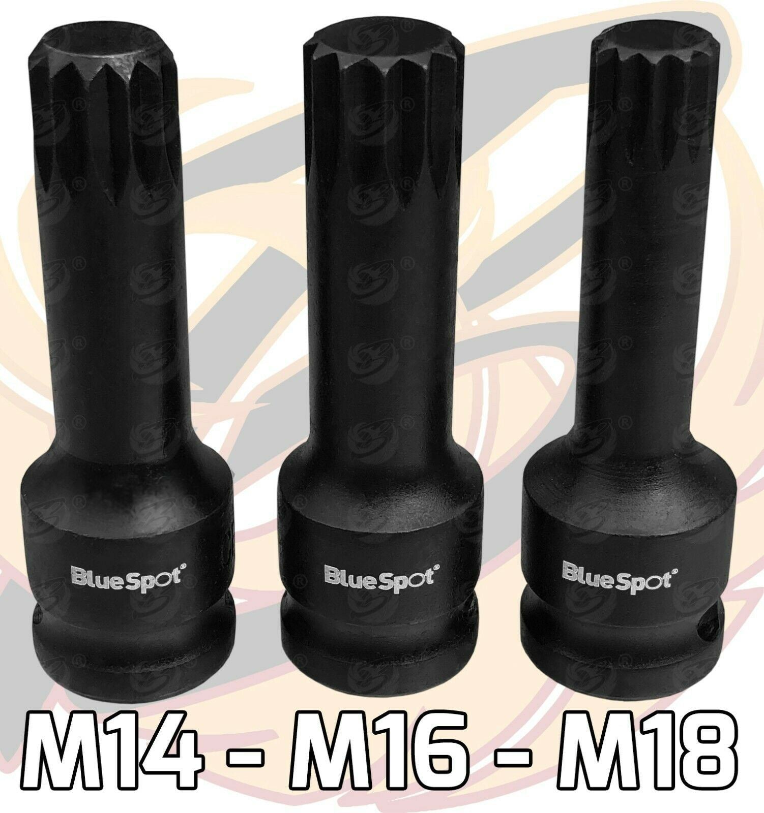 BLUESPOT 6PCS 1/2" DRIVE IMPACT SPLINE BIT SOCKETS M14 - M18