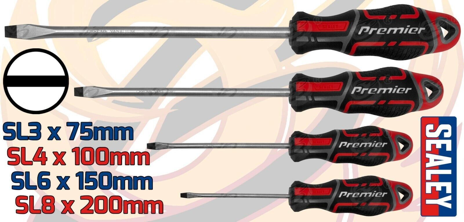 Sealey 8 Piece Magnetic Screwdriver Set ( Slotted - PHillips - Pozirdrive ) ( AK4322 )