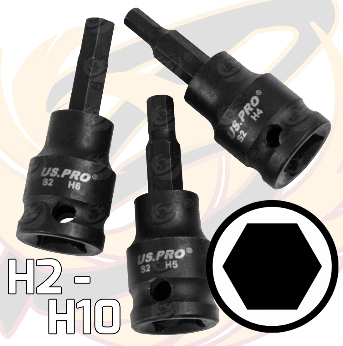 US Pro Industrial 11 Piece 3/8" Drive Impact Hex Bit Sockets H2 - H10 3931