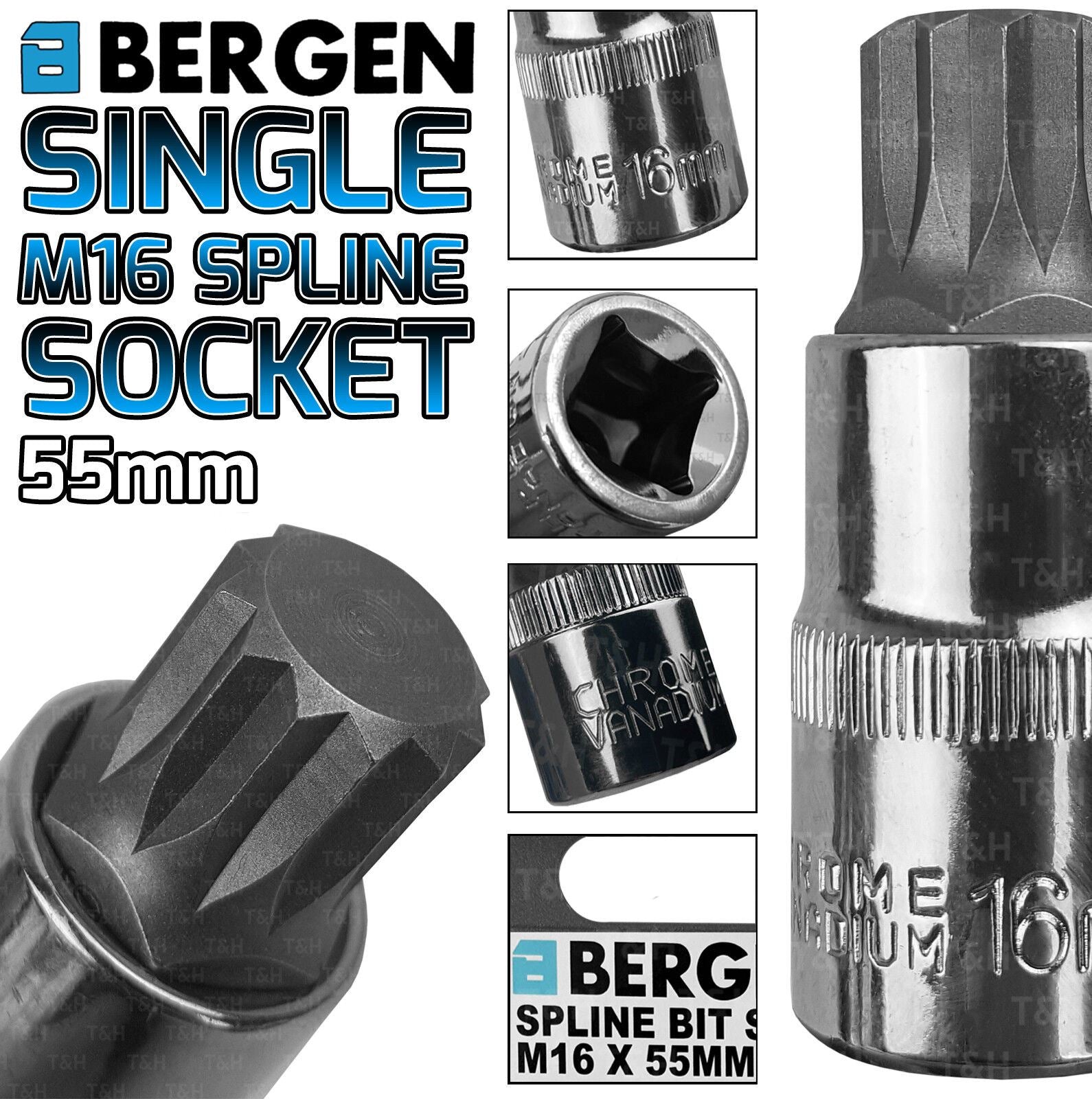 US Pro M16 1/2" Drive 55mm Long Spline Bit Socket ( Single ) 2023 / 3351