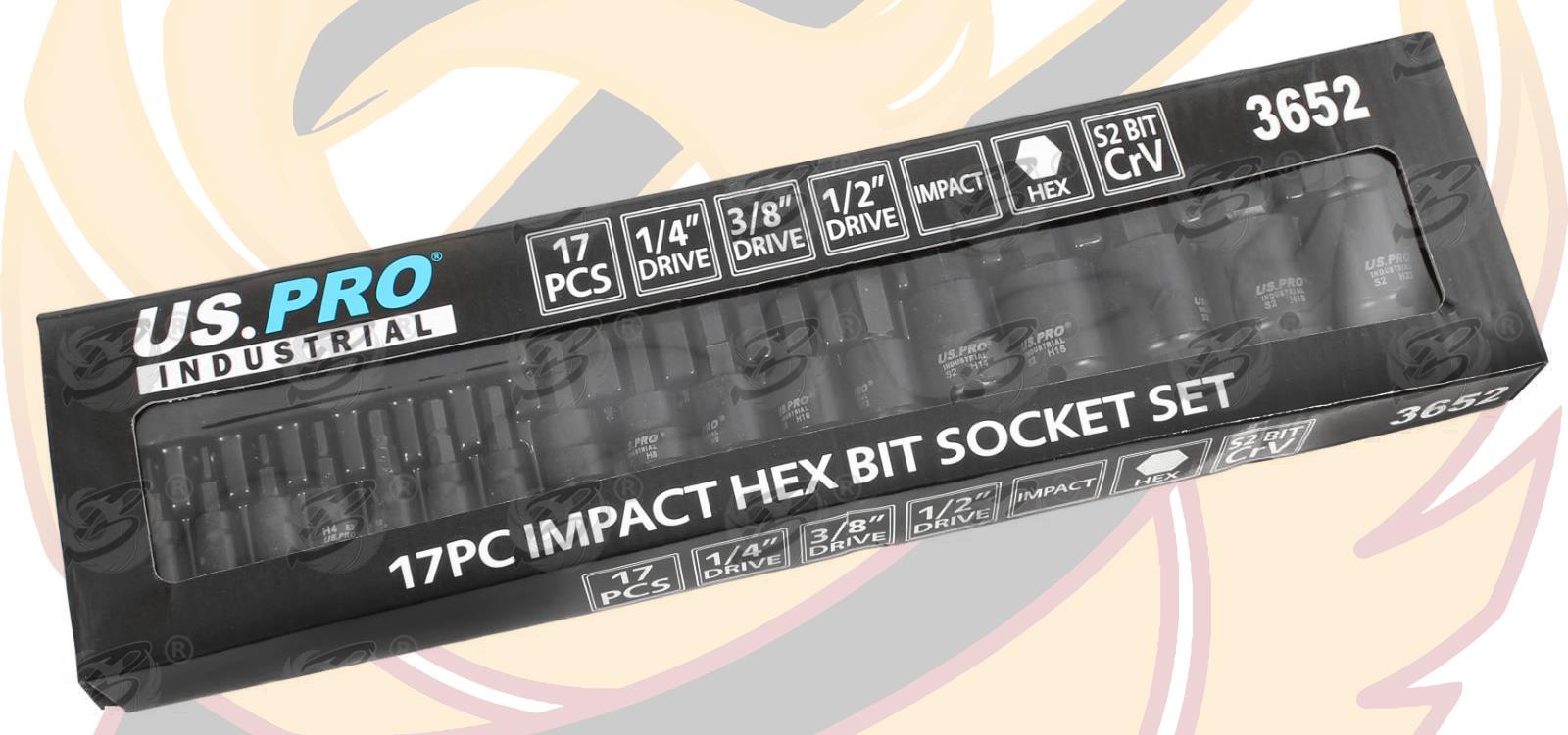 US PRO INDUSTRIAL 1/4" & 3/8" & 1/2" DRIVE IMPACT HEX BIT SOCKETS H2 - H22