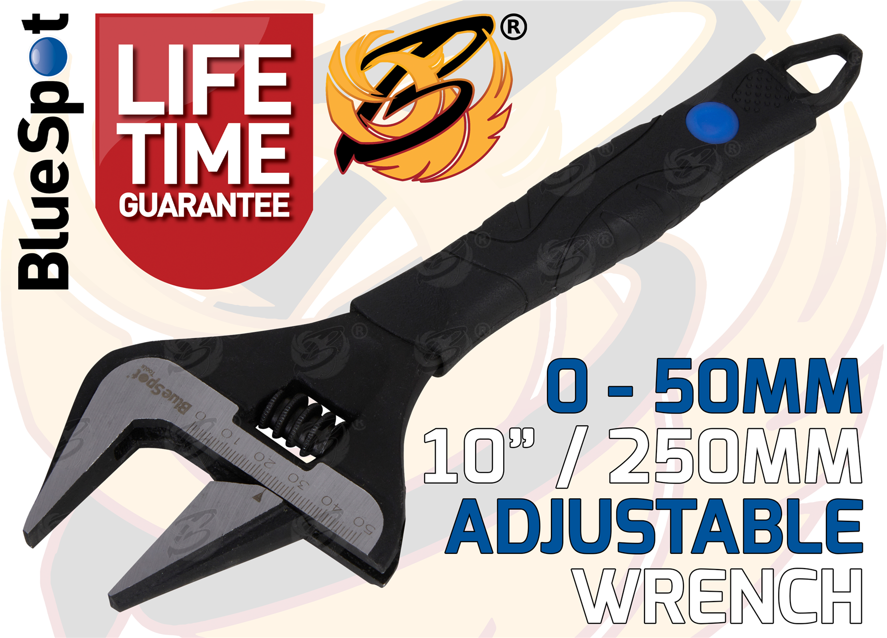 BlueSpot 10" Wide Jaw Adjustable Wrench ( 0 - 50mm ) ( 06112 )