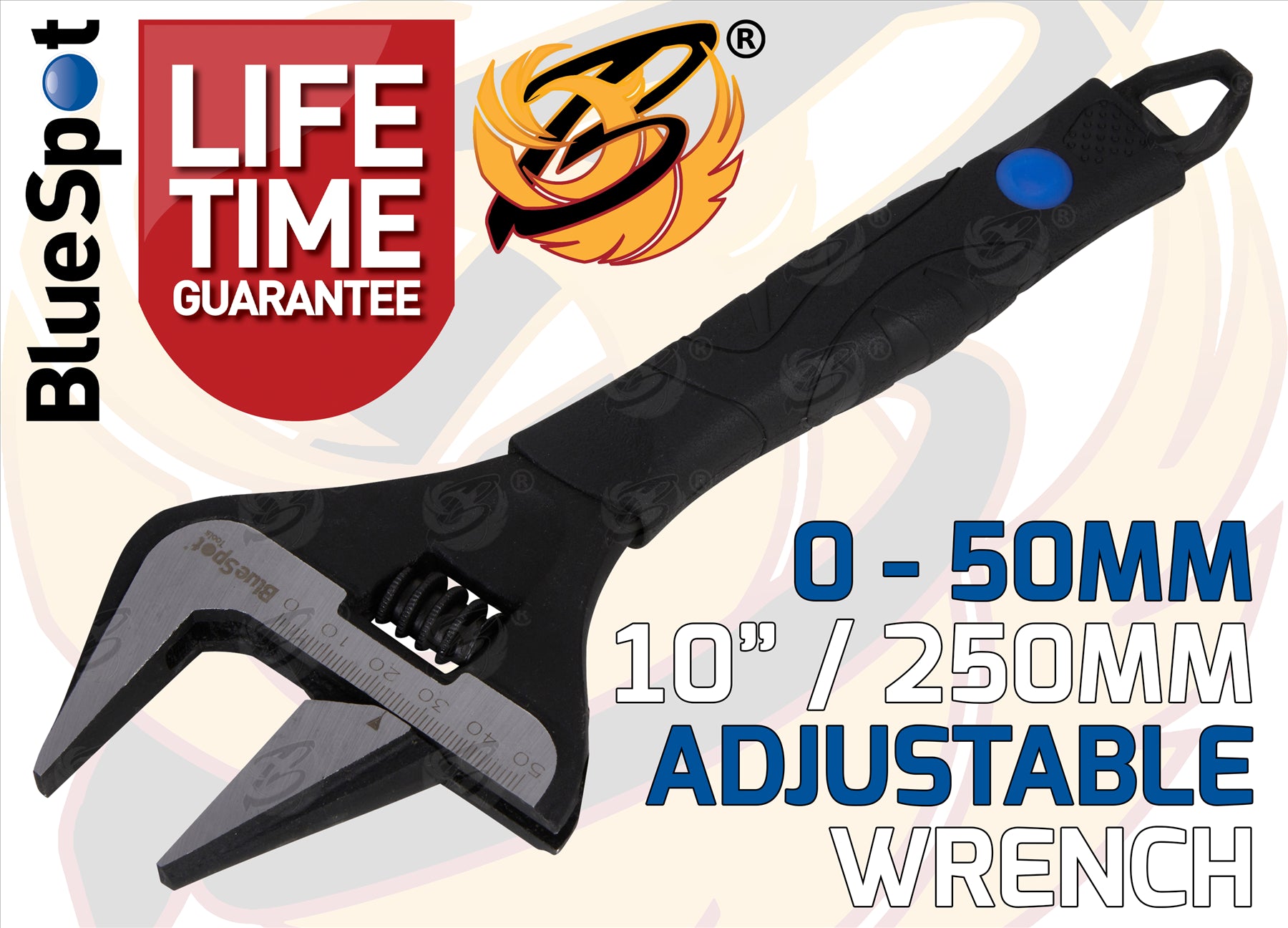 BLUESPOT 10" WIDE JAW ADJUSTABLE WRENCH ( 0 - 50mm )