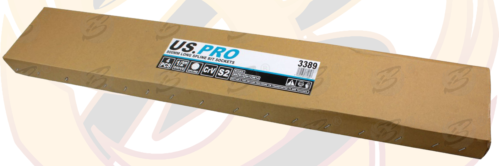 US Pro 4 Piece 800mm 1/2" Drive Extra Long Spline Bit Sockets M8 - M14 3389