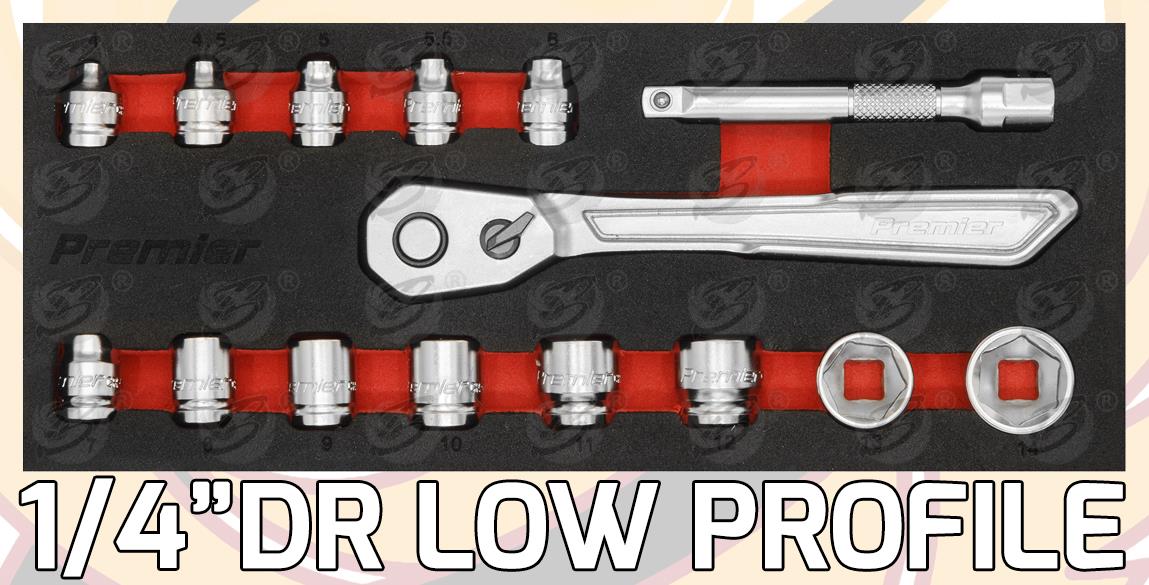 SEALEY 44PCS 1/4" & 3/8" & 1/2" DRIVE 6 POINT LOW PROFILE SOCKET SET 4MM - 24MM