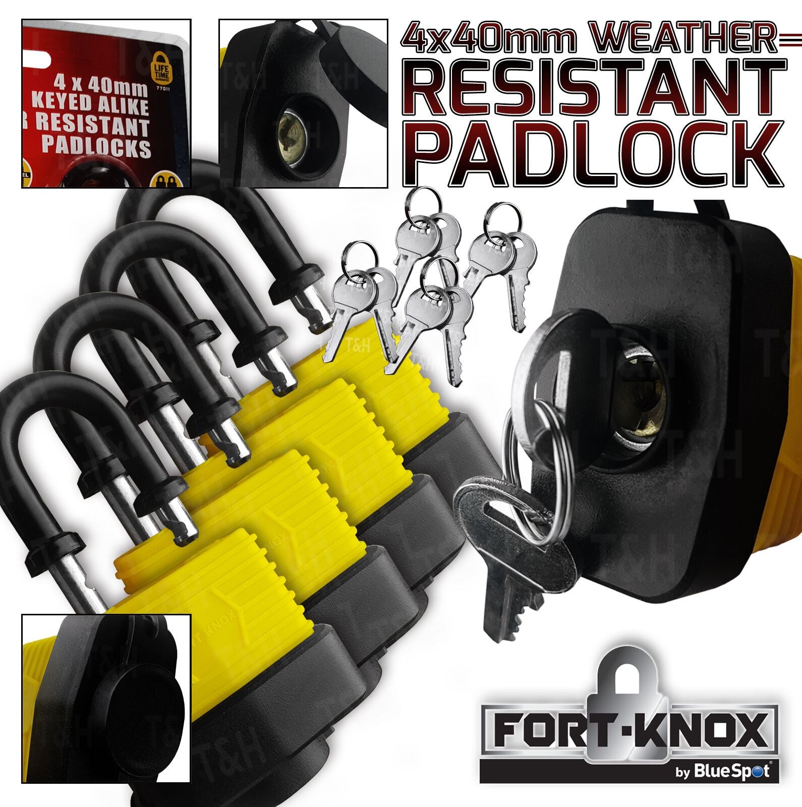 BLUESPOT 4 x 40MM WEATHER RESISTANT PADLOCKS