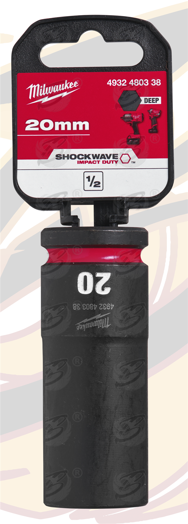 Milwaukee 20mm 1/2" Drive 6 Point Deep Impact Socket ( Single ) ( 4932480338 )