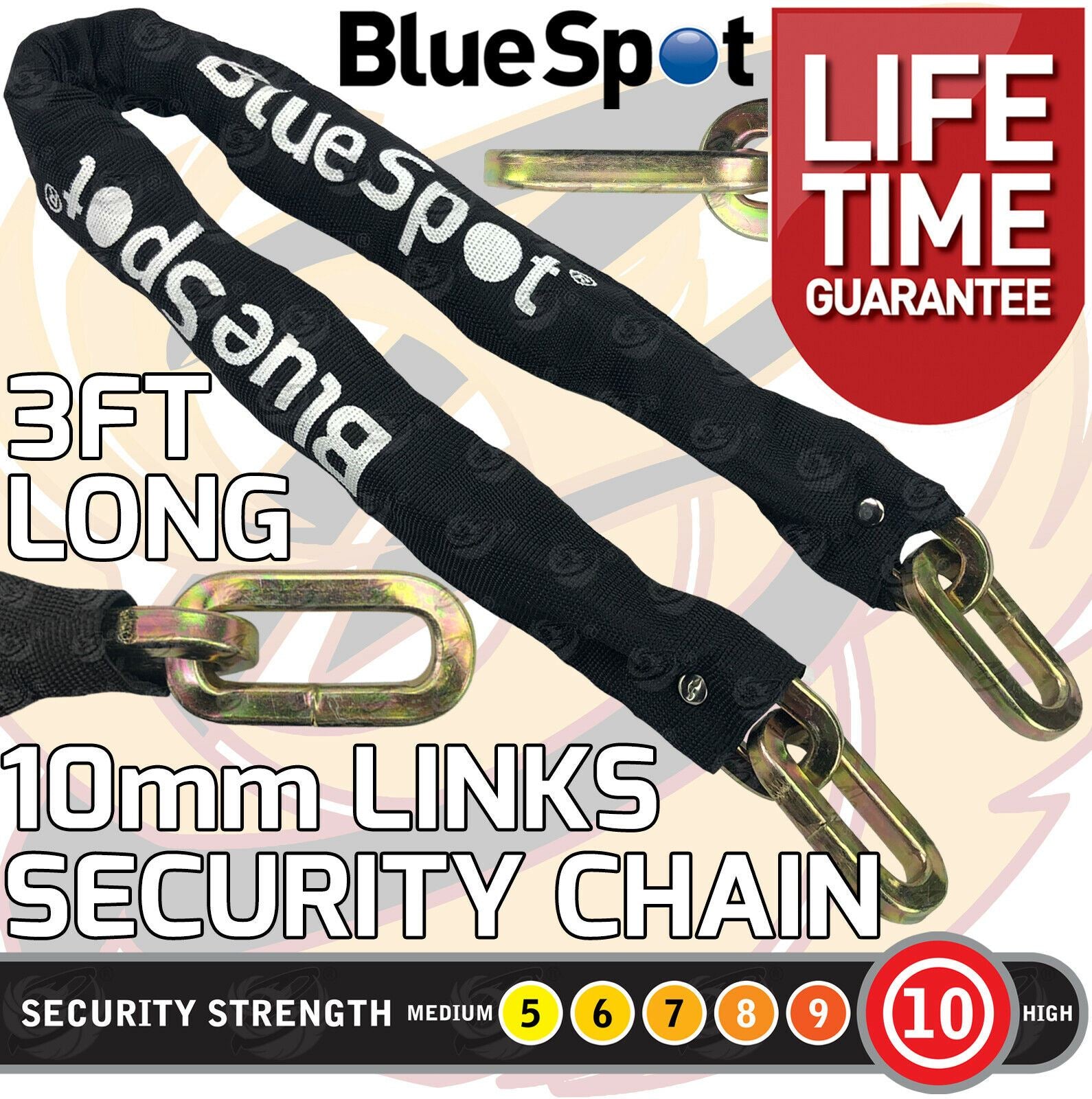 BLUESPOT 3FT LONG 10MM LINKS SECURITY CHAIN