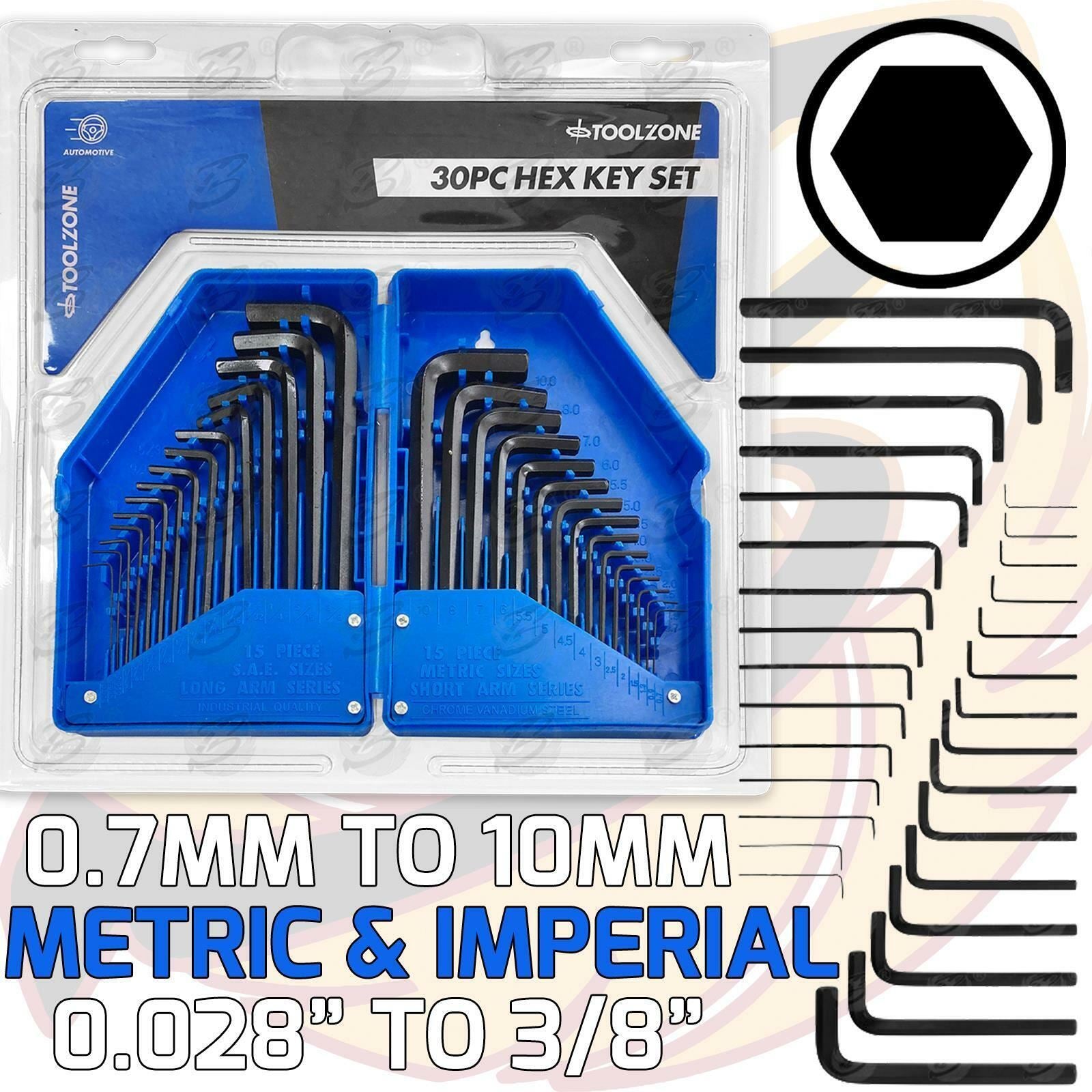Toolzone 30 Piece Metric & Imperial Hex Keys ( HX023 )