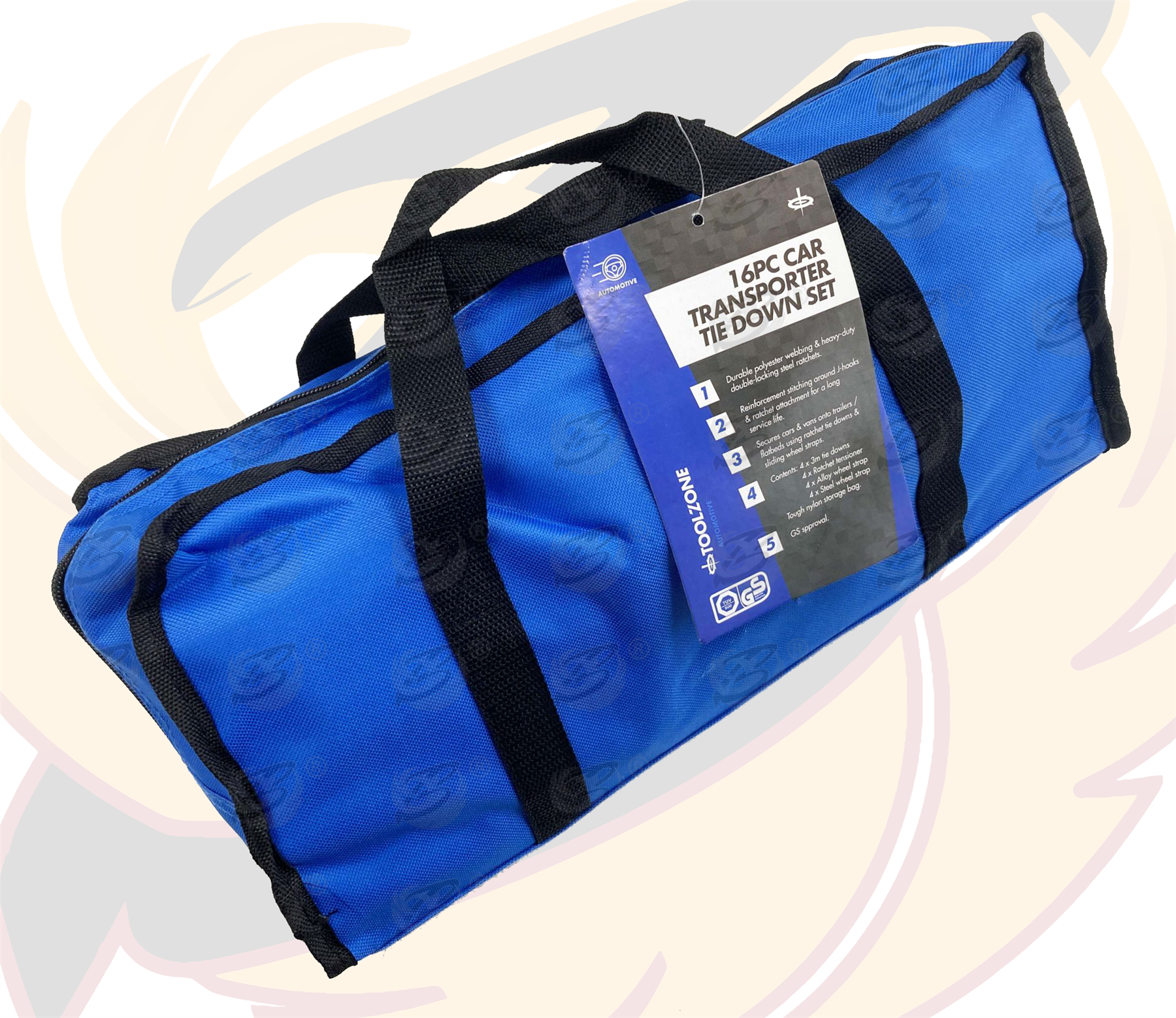 Toolzone 16 Piece Ratchet Strap / Tie Down Set ( Car Transporter Set ) ( TD068 )