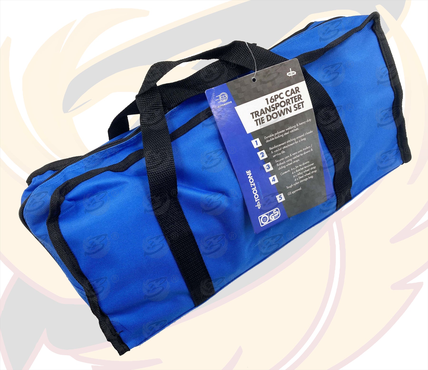 TOOLZONE 16PCS RATCHET STRAP / TIE DOWN SET ( CAR TRANSPORTER SET )