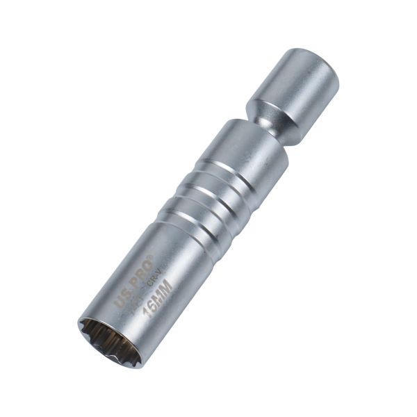 US Pro 16mm 12 Point Thin Wall Swivel Magnetic Spark Plug Socket 3/8" Drive 5940