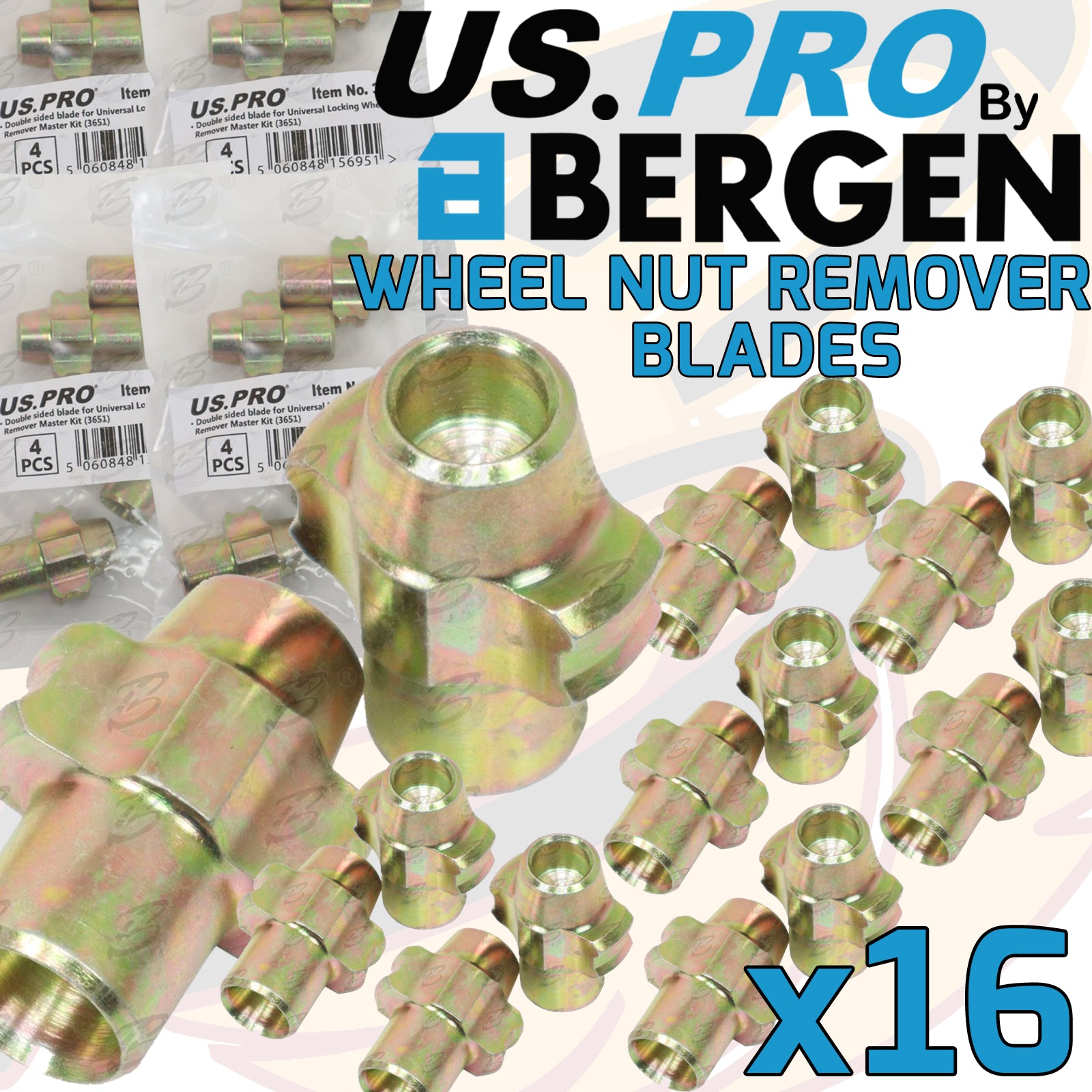 US PRO 4PCS REPLACEMENT LOCKING WHEEL NUT REMOVER SET BLADES