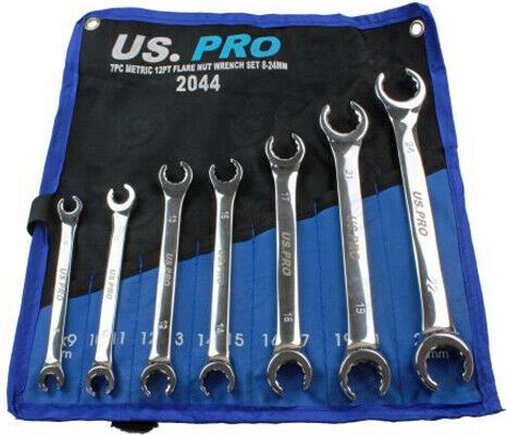 US PRO 7PCS 12 POINT FLARE NUT SPANNER SET 8MM - 24MM