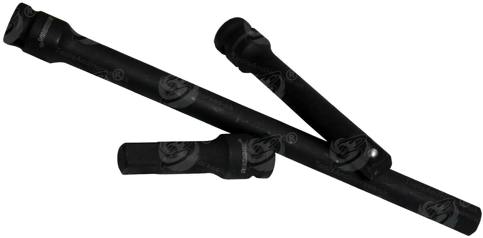 US PRO 1/2" DRIVE 24" LONG BREAKER BAR & 3PCS 1/2" DRIVE IMPACT EXTENSION BARS 75MM - 125MM - 250MM