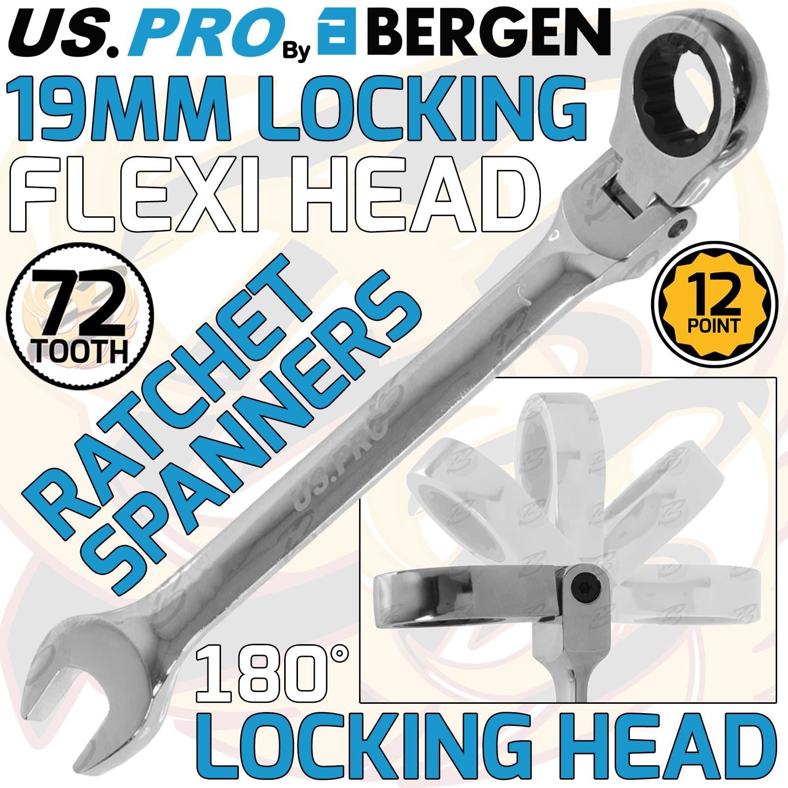 US Pro Flexible Ratchet Spanners 19mm Locking Flexi Combination Wrench Spanner 3683