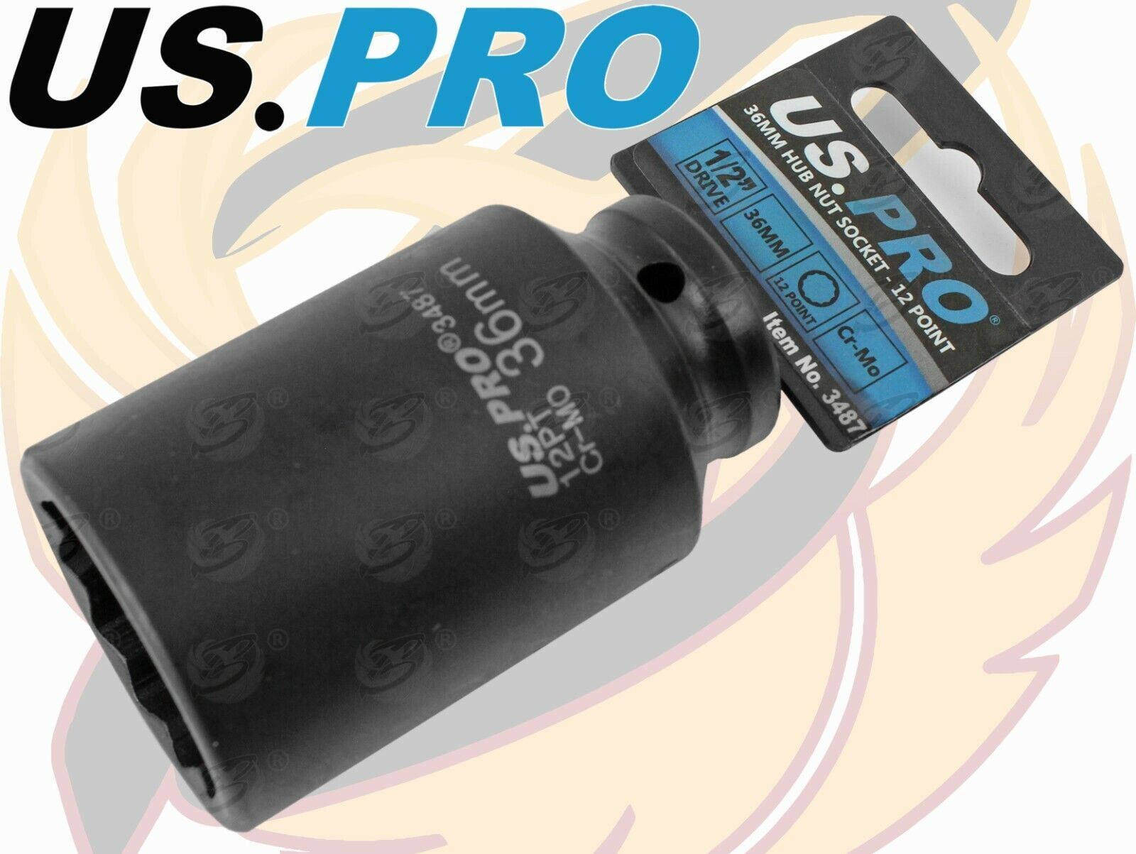 US Pro 36mm 1/2" Drive 12 Point Deep Impact Socket ( Single ) 3487