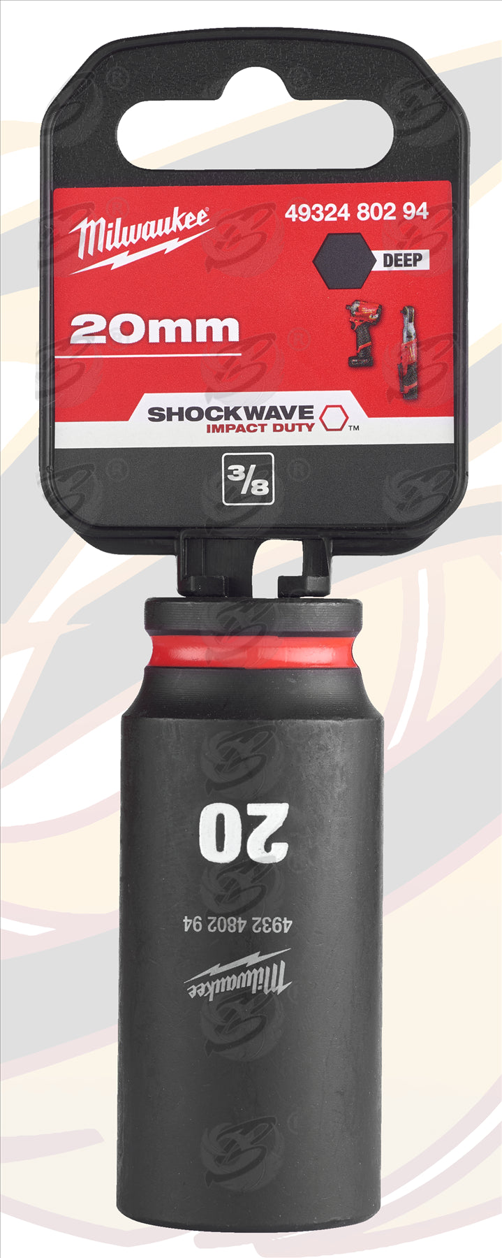 MILWAUKEE 20MM 3/8" DRIVE 6 POINT DEEP IMPACT SOCKET ( SINGLE )