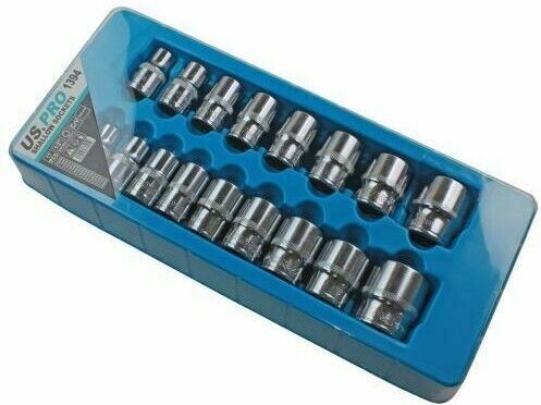 US Pro 17 Piece 1/2" Drive 6 Point Shallow Sockets 10mm - 30mm 1394