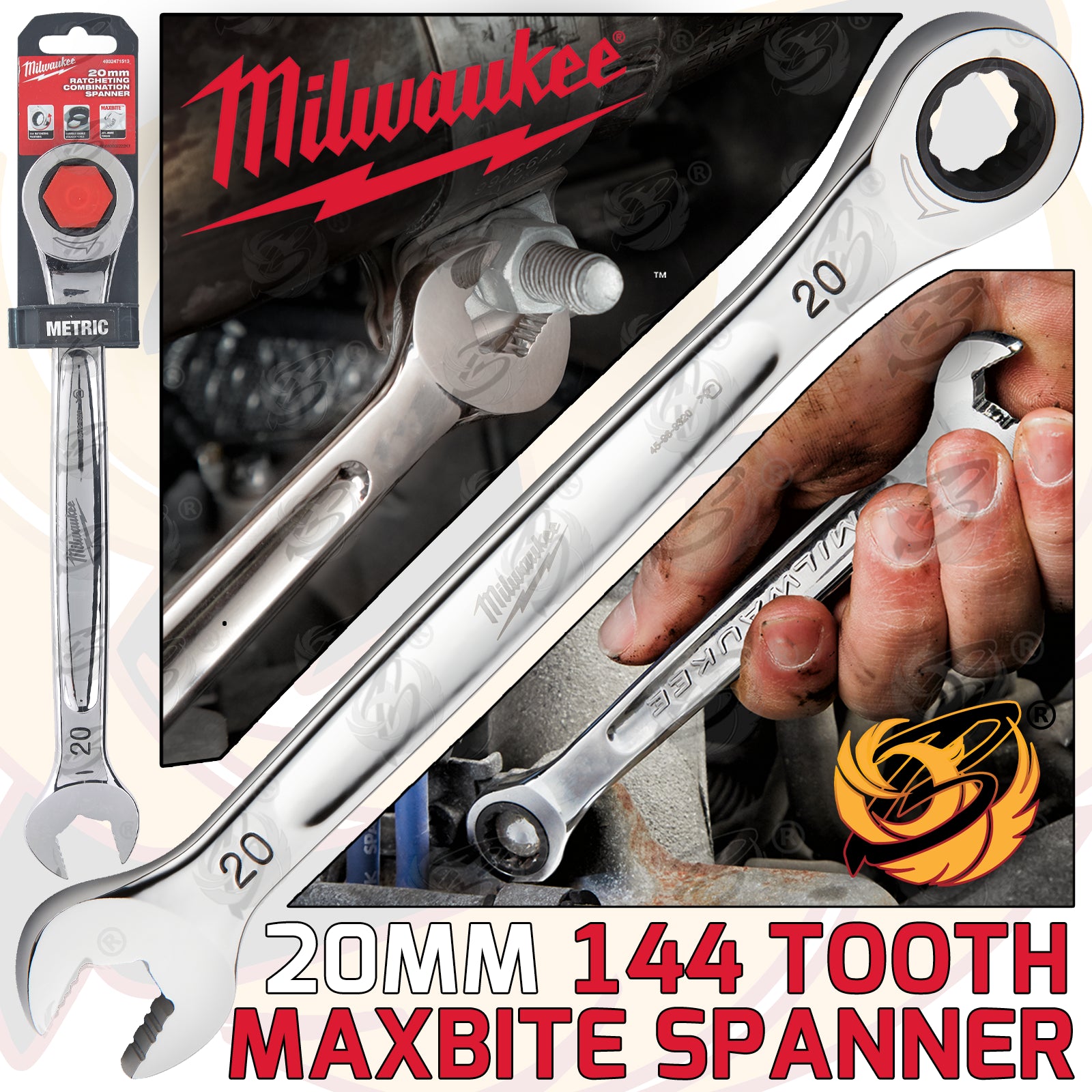 MILWAUKEE 20MM 144 TEETH MAXBITE RATCHET SPANNER