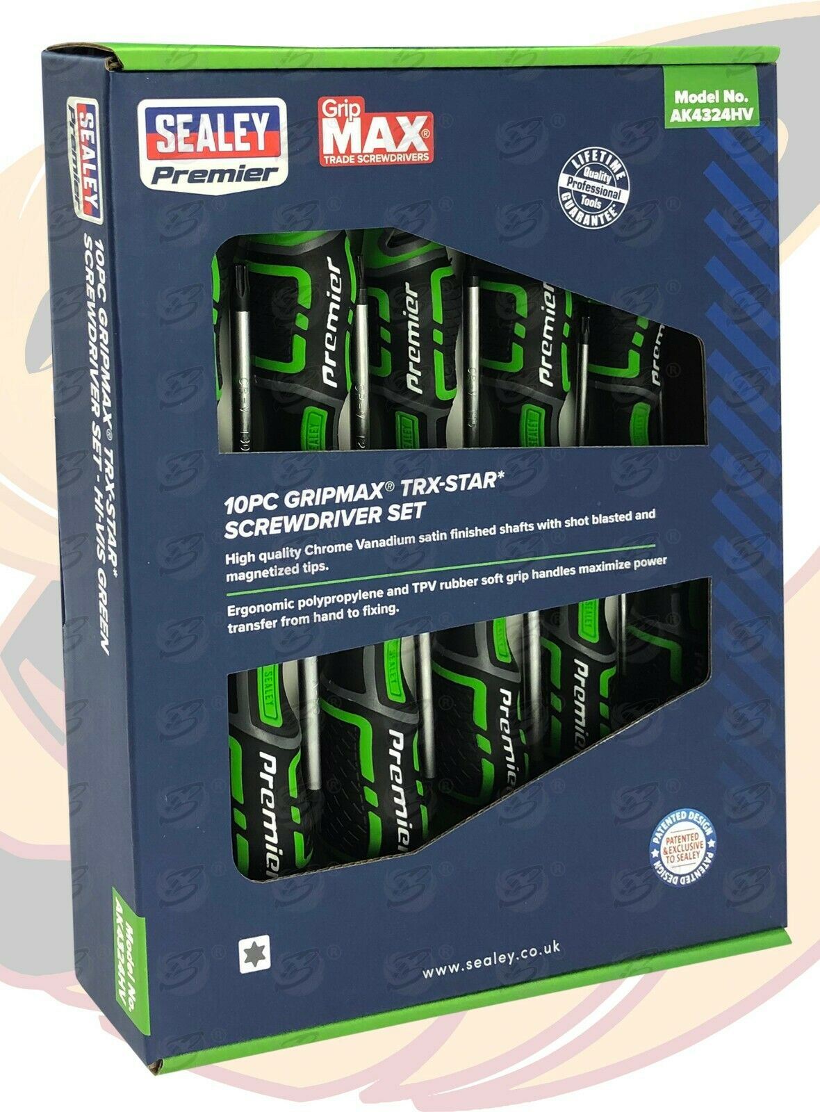 SEALEY 10PCS MAGNETIC TORX SCREWDRIVER SET T7 - T40 ( HI VIS )