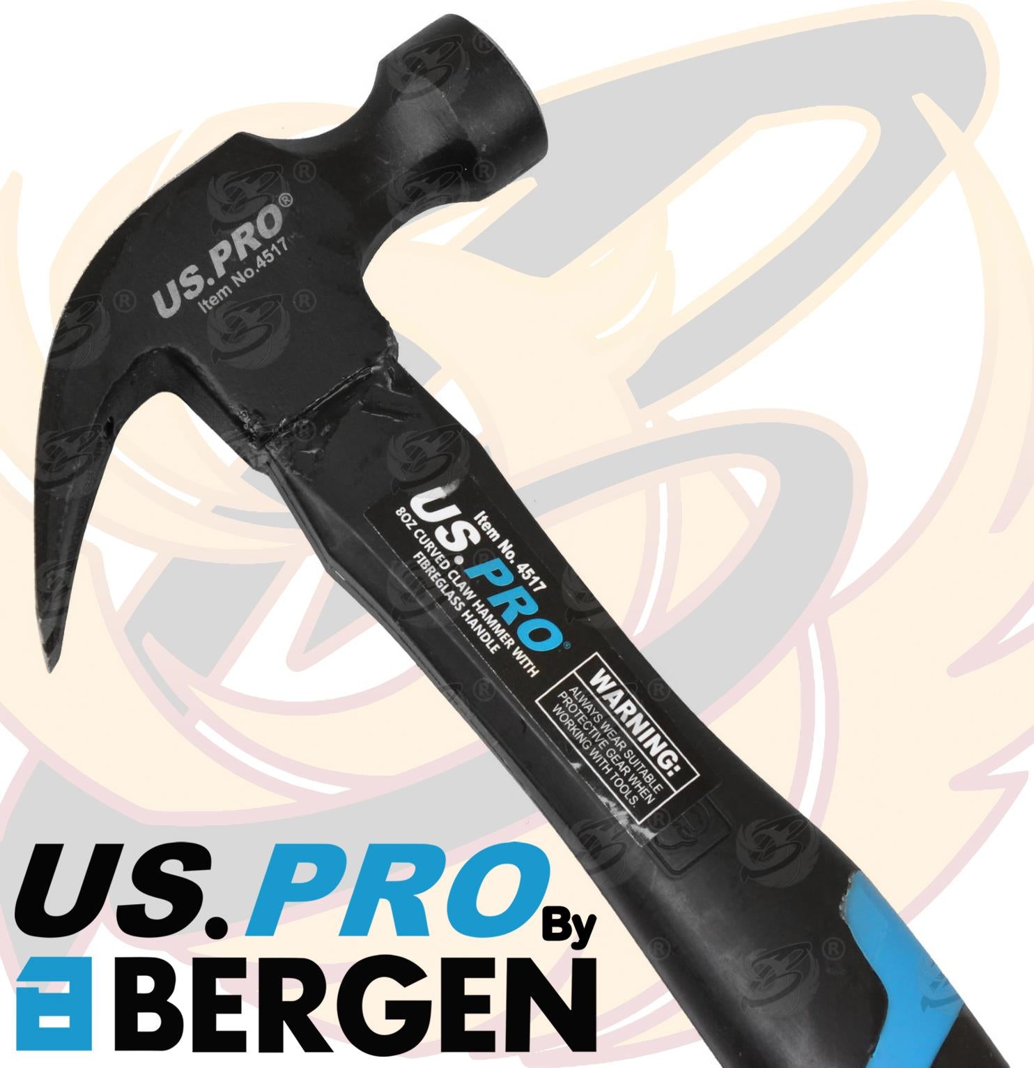 US PRO 8OZ FIBREGLASS CLAW HAMMER