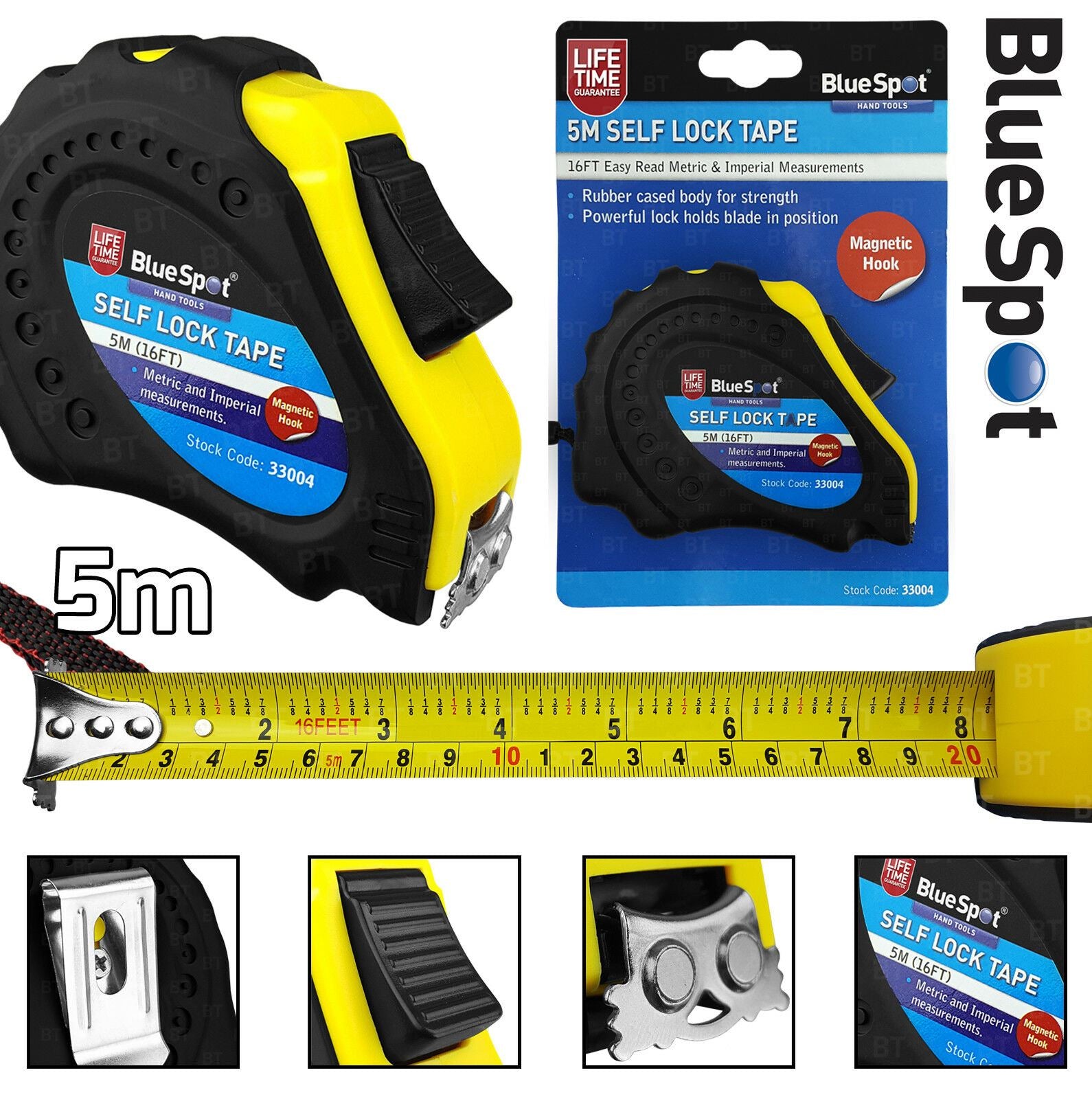 BLUESPOT 5M ( 16.5FT ) SELFING LOCKING TAPE MEASURE