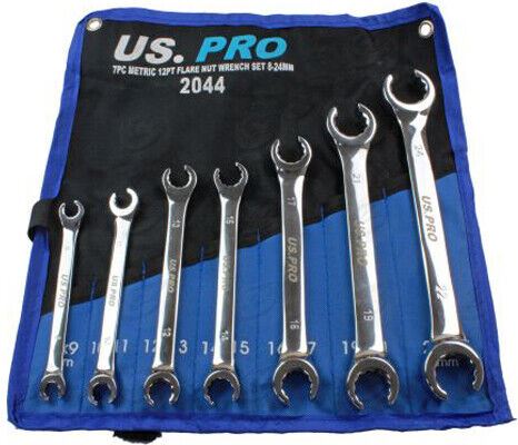 US Pro 7 Piece 12 Point Flare Nut Spanner Set 8mm - 24mm 2044